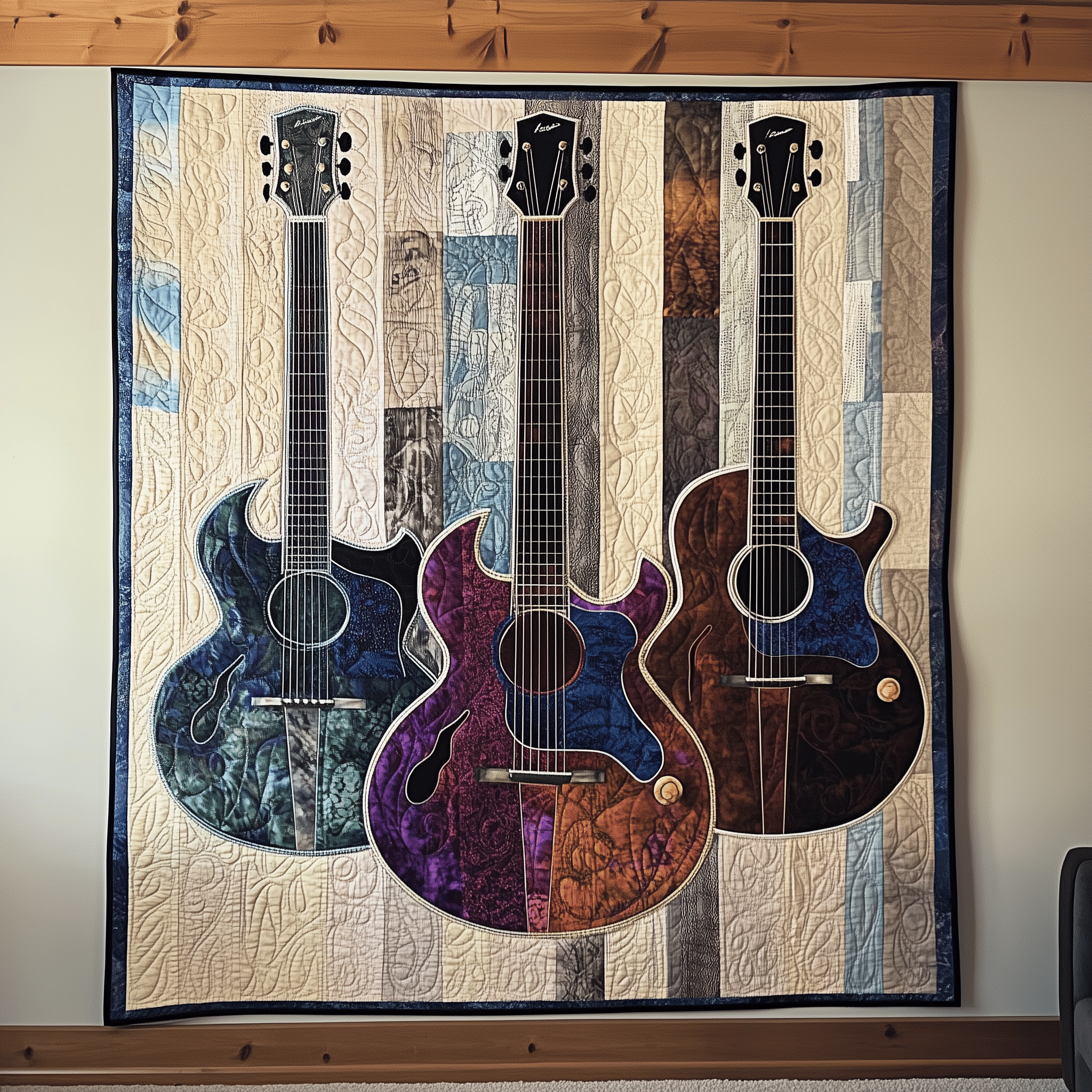 Three Guitars Quilted Blanket Feel the Luxury of a Blanket That Stands Out Three Guitars Quilted Blanket Feel the Luxury of a Blanket That Stands Out
