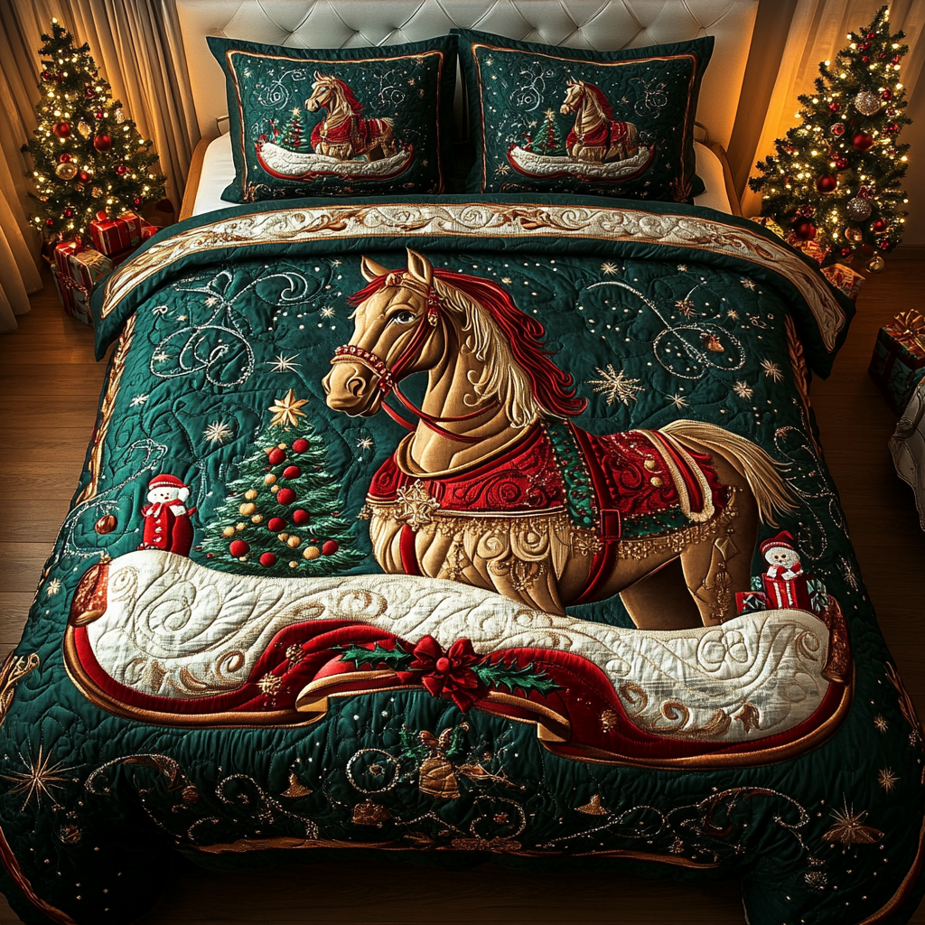 Timeless Trot Quilted Bedding Set Gifts For Horse Racing Fans Timeless Trot Quilted Bedding Set Gifts For Horse Racing Fans