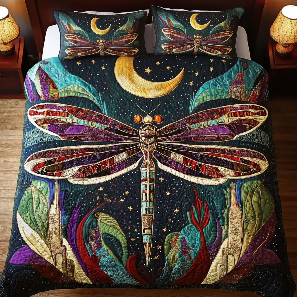 Tranquil Flight Quilted Bedding Set Gifts For Dragonfly Lovers Tranquil Flight Quilted Bedding Set Gifts For Dragonfly Lovers