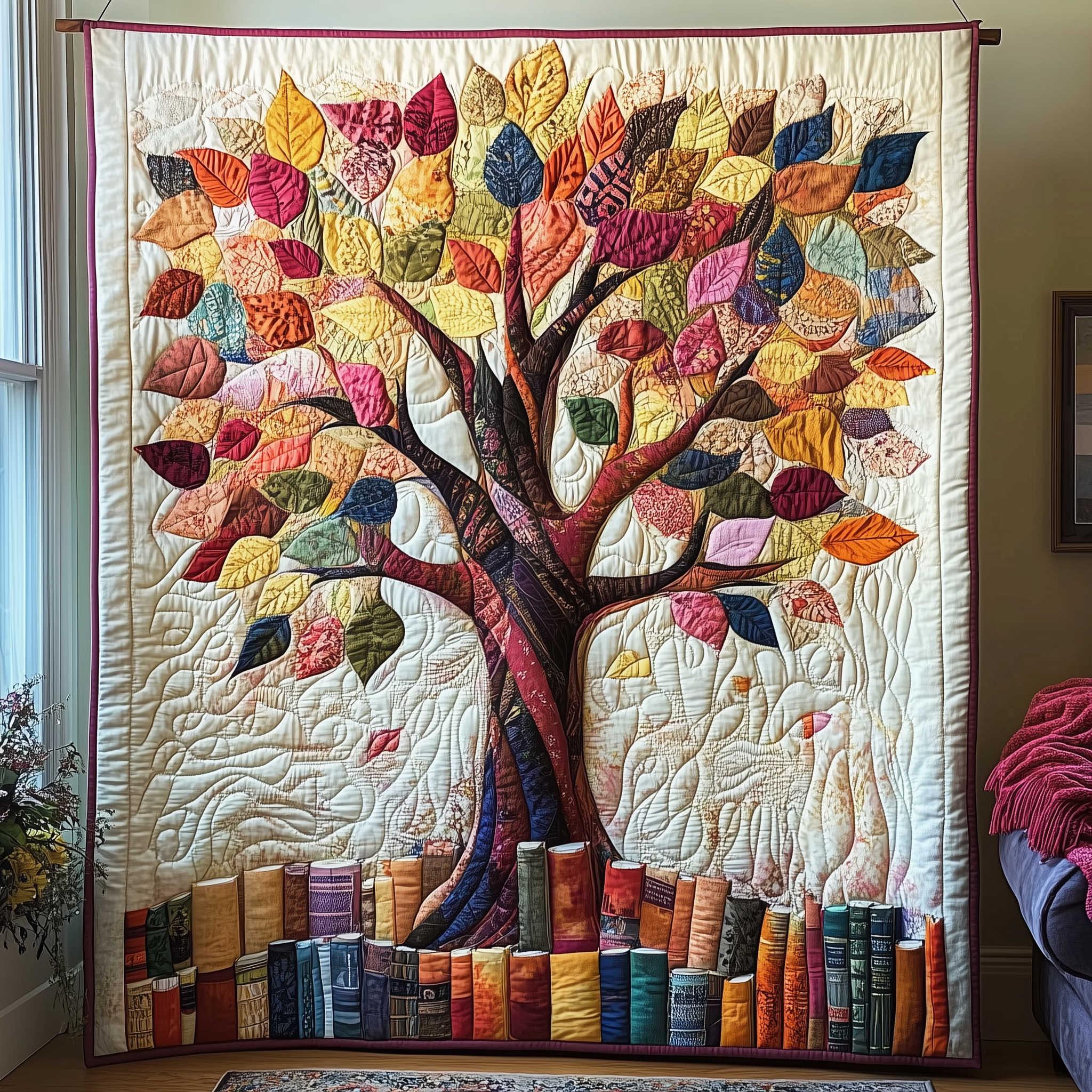 Tree of Books Quilted Blanket Best Throw Blanket Good Gifts For Readers Tree of Books Quilted Blanket Best Throw Blanket Good Gifts For Readers
