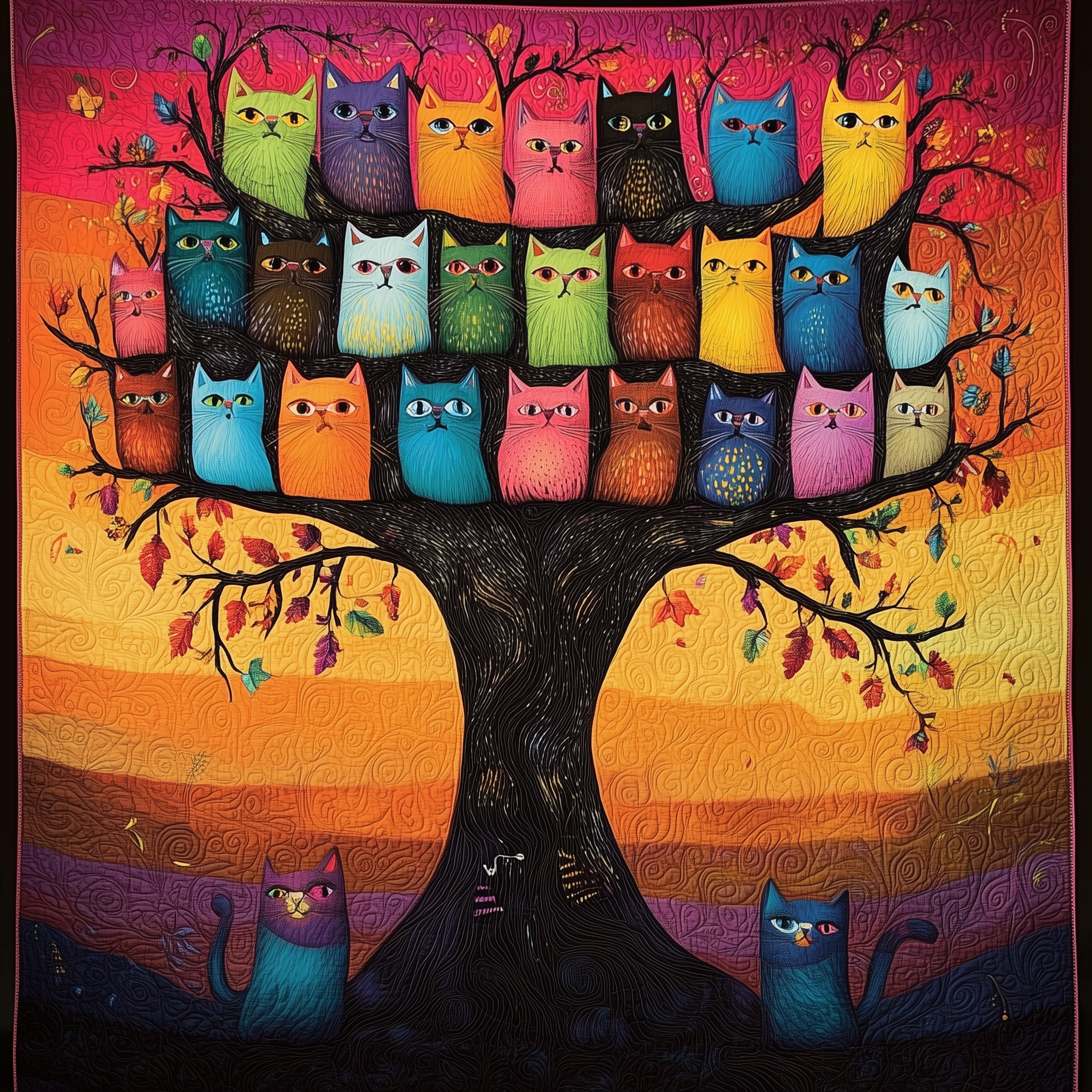 Tree of Cats Quilted Blanket Perfect for All Seasons: A Blanket You'll Always Need Tree of Cats Quilted Blanket Perfect for All Seasons: A Blanket You'll Always Need