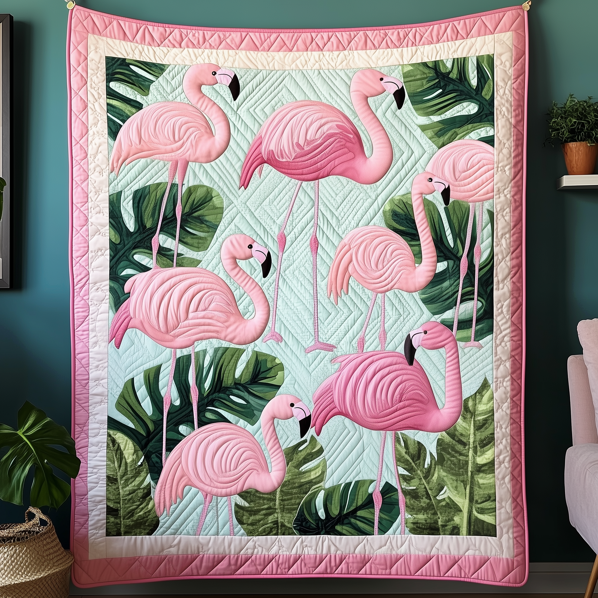 Tropical Flamingo Quilted Blanket Best Throw Blanket Flamingo Gifts For Her Tropical Flamingo Quilted Blanket Best Throw Blanket Flamingo Gifts For Her