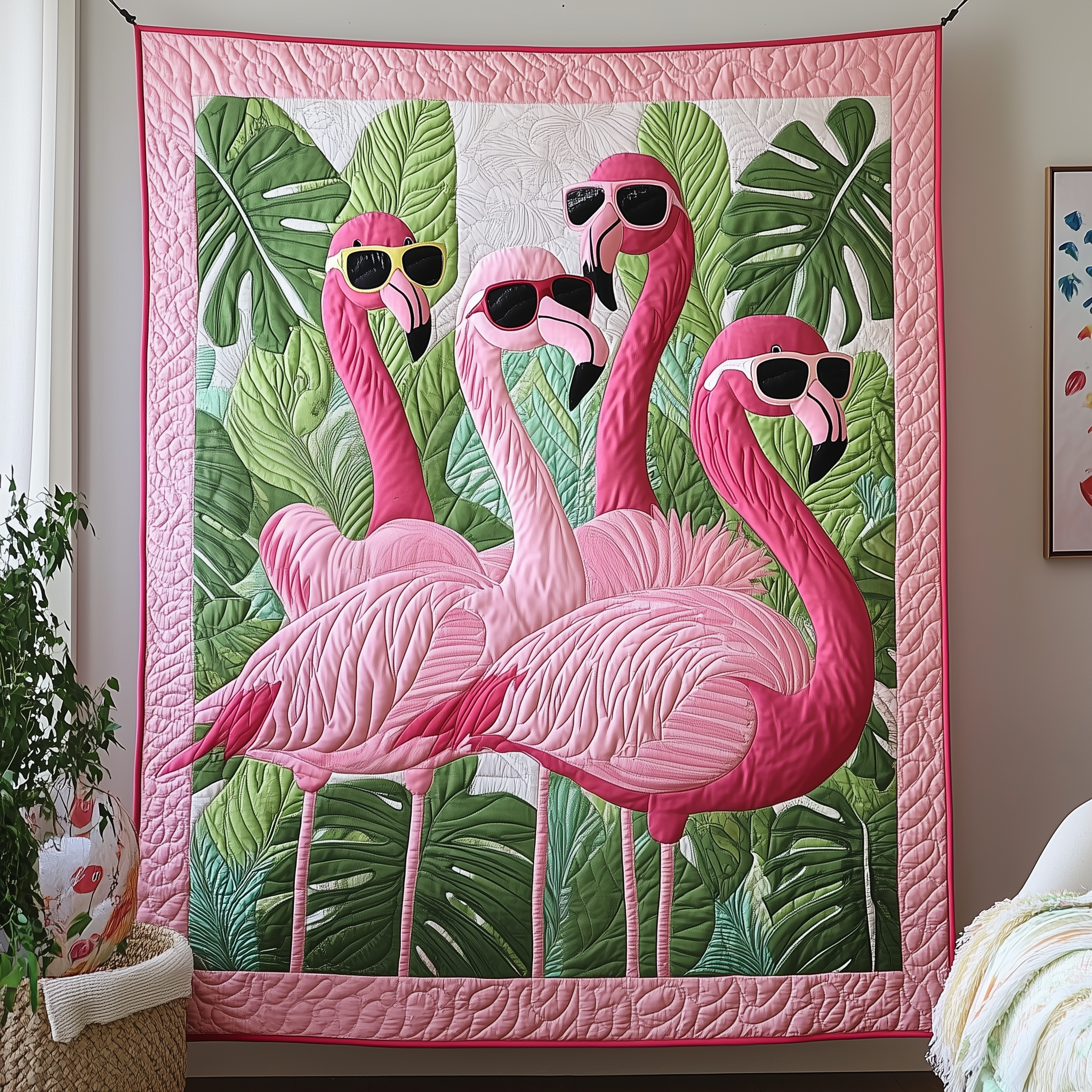 Tropical Flamingo Quilted Blanket Best Throw Blanket Flamingo Gifts For Ladies Tropical Flamingo Quilted Blanket Best Throw Blanket Flamingo Gifts For Ladies