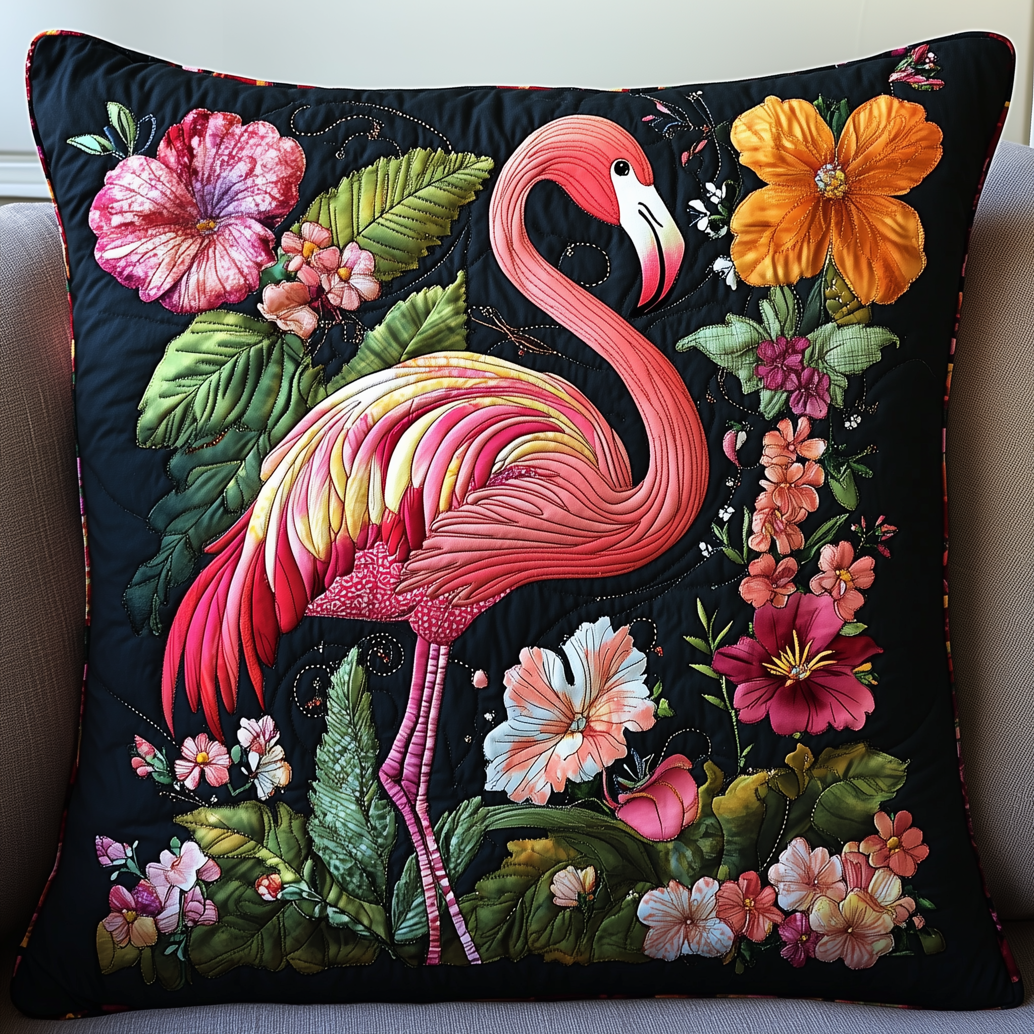 Tropical Flamingo Quilted Pillow Case Sleep Healthier with Hypoallergenic Pillow Cases Tropical Flamingo Quilted Pillow Case Sleep Healthier with Hypoallergenic Pillow Cases