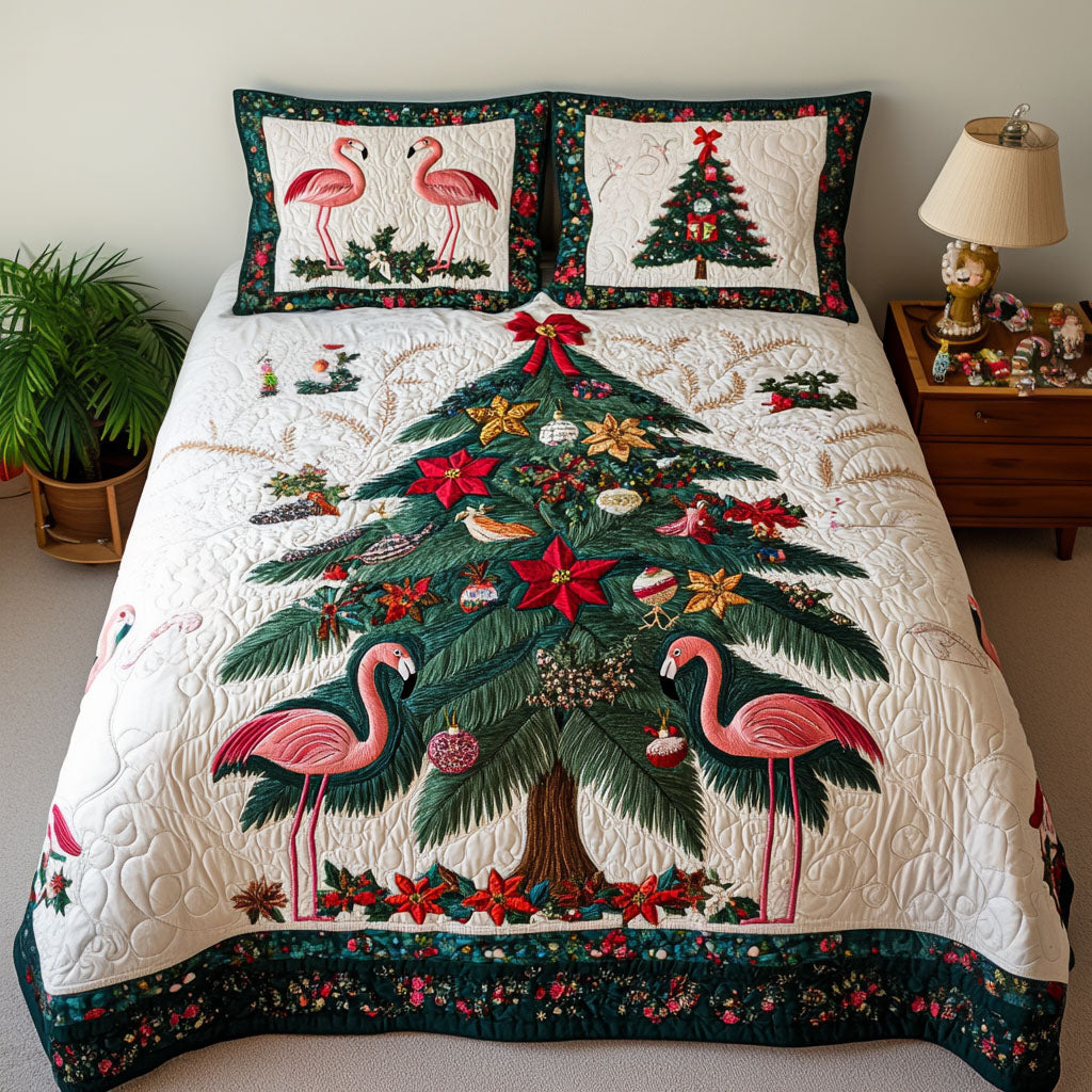 Tropical Noel Quilted Bedding Set Gifts For Flamingo Lovers Tropical Noel Quilted Bedding Set Gifts For Flamingo Lovers