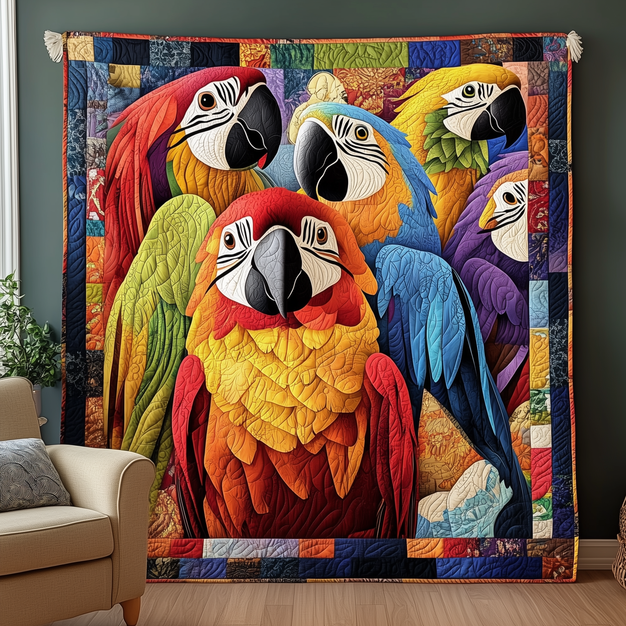 Tropical Parrot Paradise Quilted Blanket Best Throw Blanket Gift Ideas For Parrot Lovers Tropical Parrot Paradise Quilted Blanket Best Throw Blanket Gift Ideas For Parrot Lovers