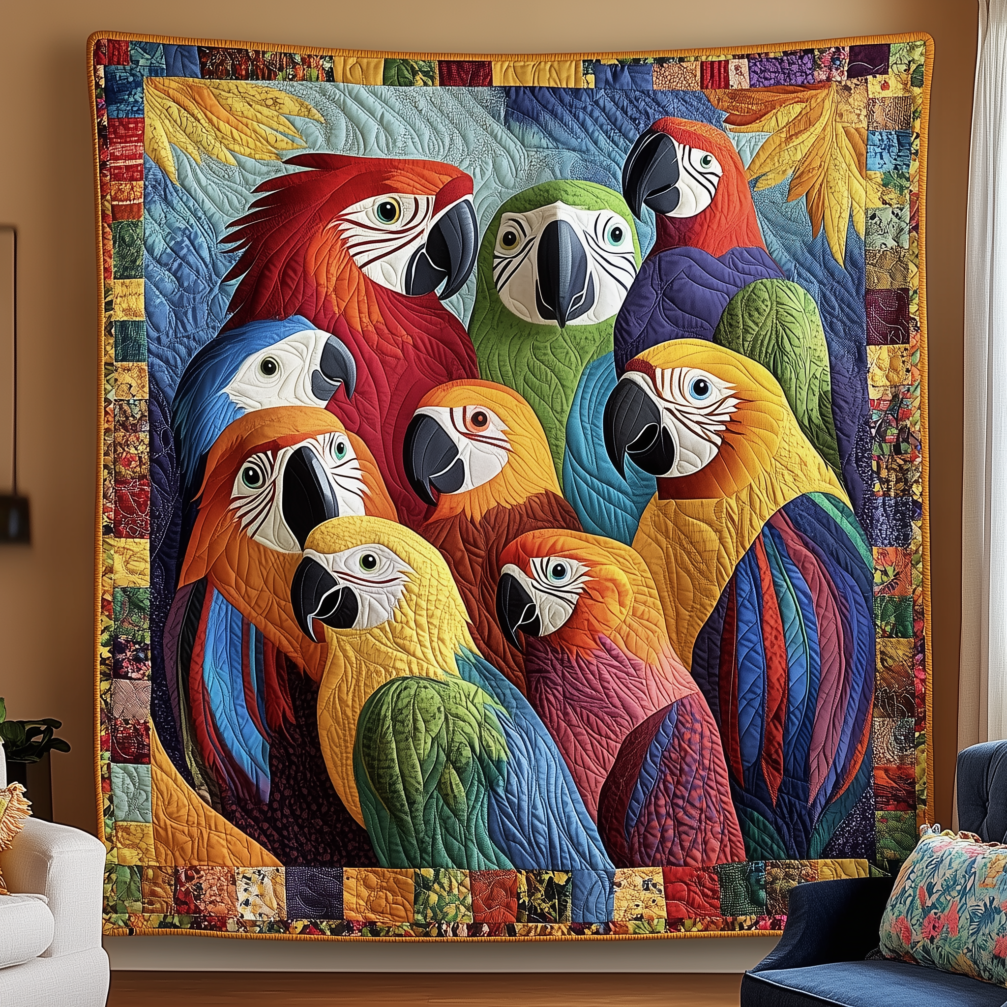 Tropical Parrot Paradise Quilted Blanket Best Throw Blanket Gifts For Parrot Lovers Tropical Parrot Paradise Quilted Blanket Best Throw Blanket Gifts For Parrot Lovers