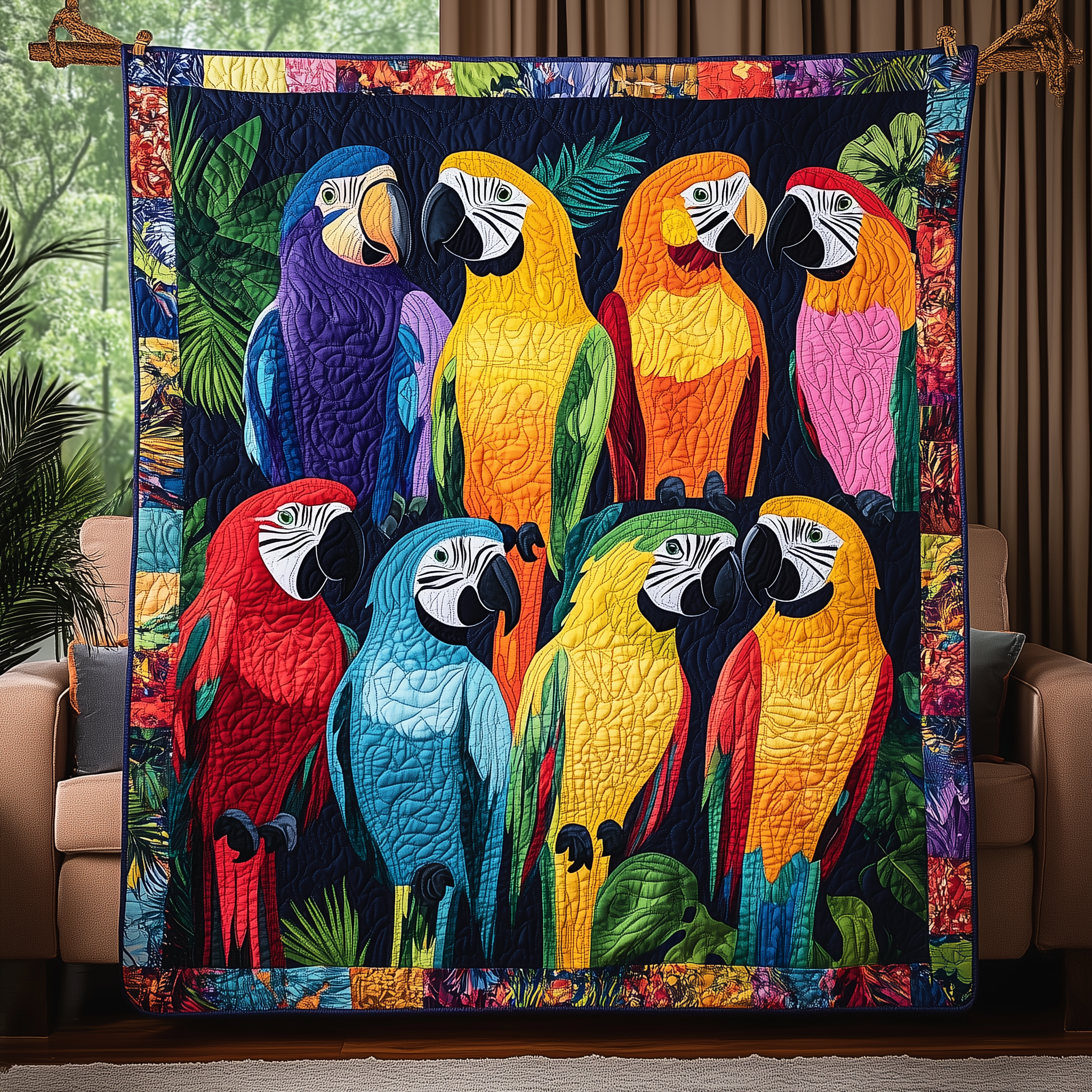 Tropical Parrot Paradise Quilted Blanket Best Throw Blanket Gifts For Parrot Owners Tropical Parrot Paradise Quilted Blanket Best Throw Blanket Gifts For Parrot Owners