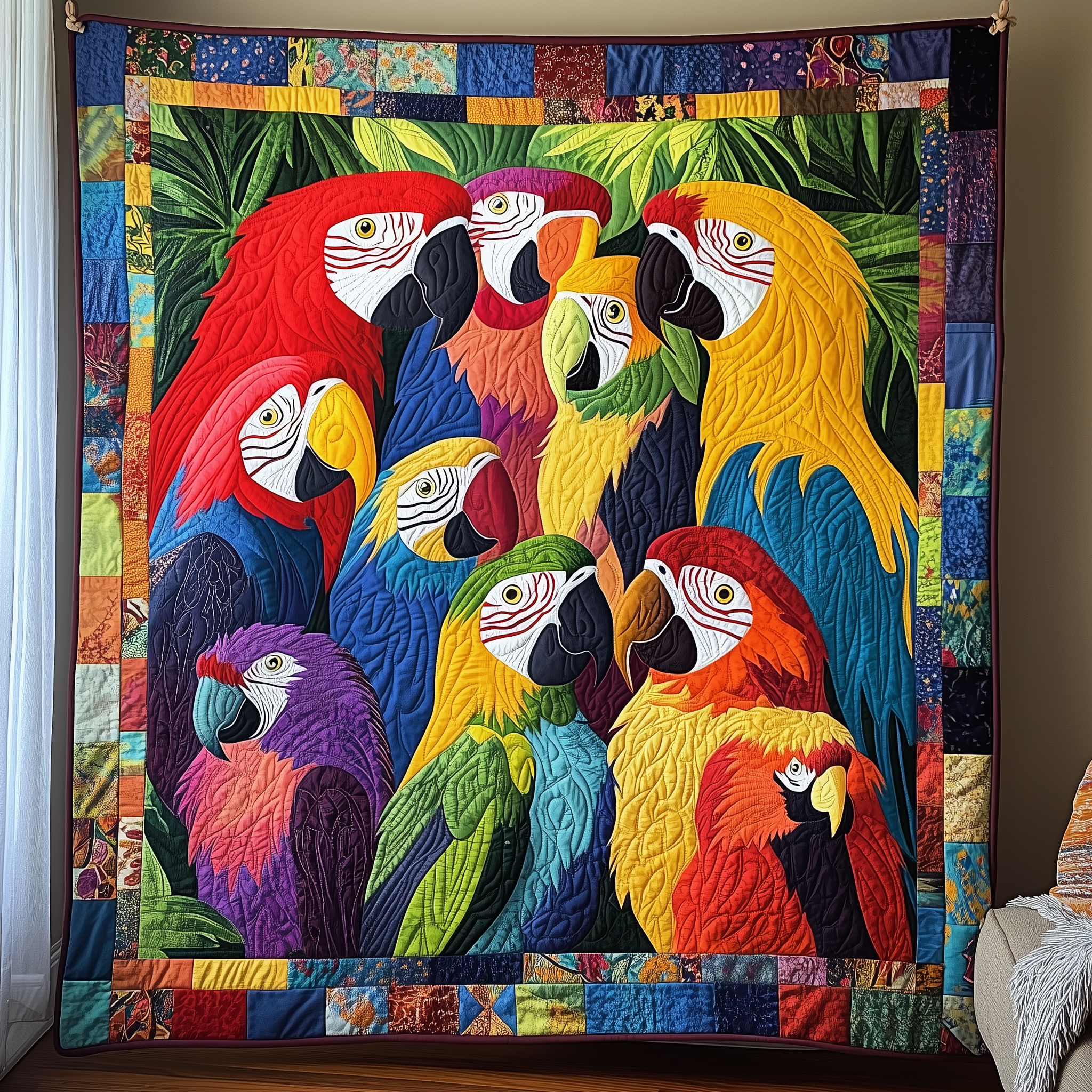 Tropical Parrot Paradise Quilted Blanket Best Throw Blanket Parrot Themed Gifts Tropical Parrot Paradise Quilted Blanket Best Throw Blanket Parrot Themed Gifts