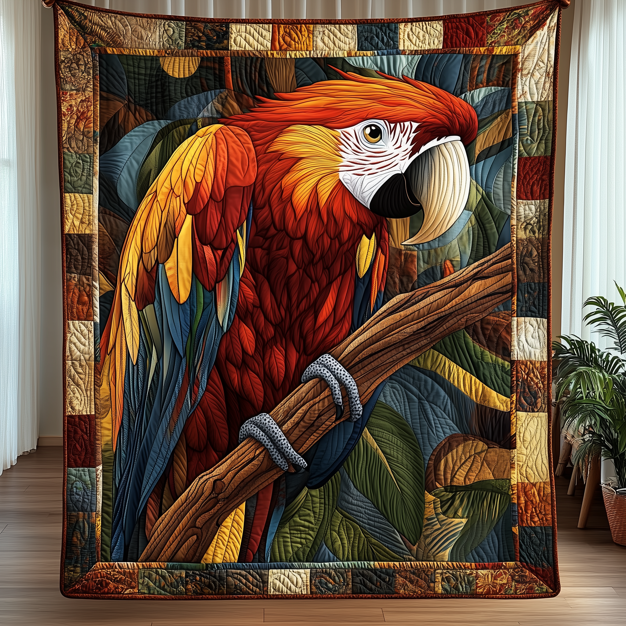 Tropical Parrot Quilted Blanket Best Throw Blanket Parrot Gifts Presents Tropical Parrot Quilted Blanket Best Throw Blanket Parrot Gifts Presents