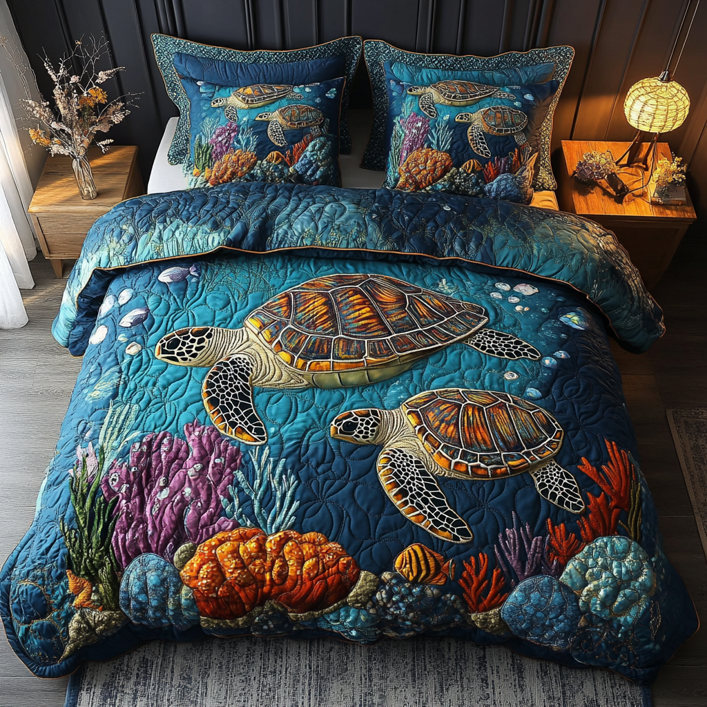 Tropical Shell Quilted Bedding Set Gifts For A Turtle Lover Tropical Shell Quilted Bedding Set Gifts For A Turtle Lover