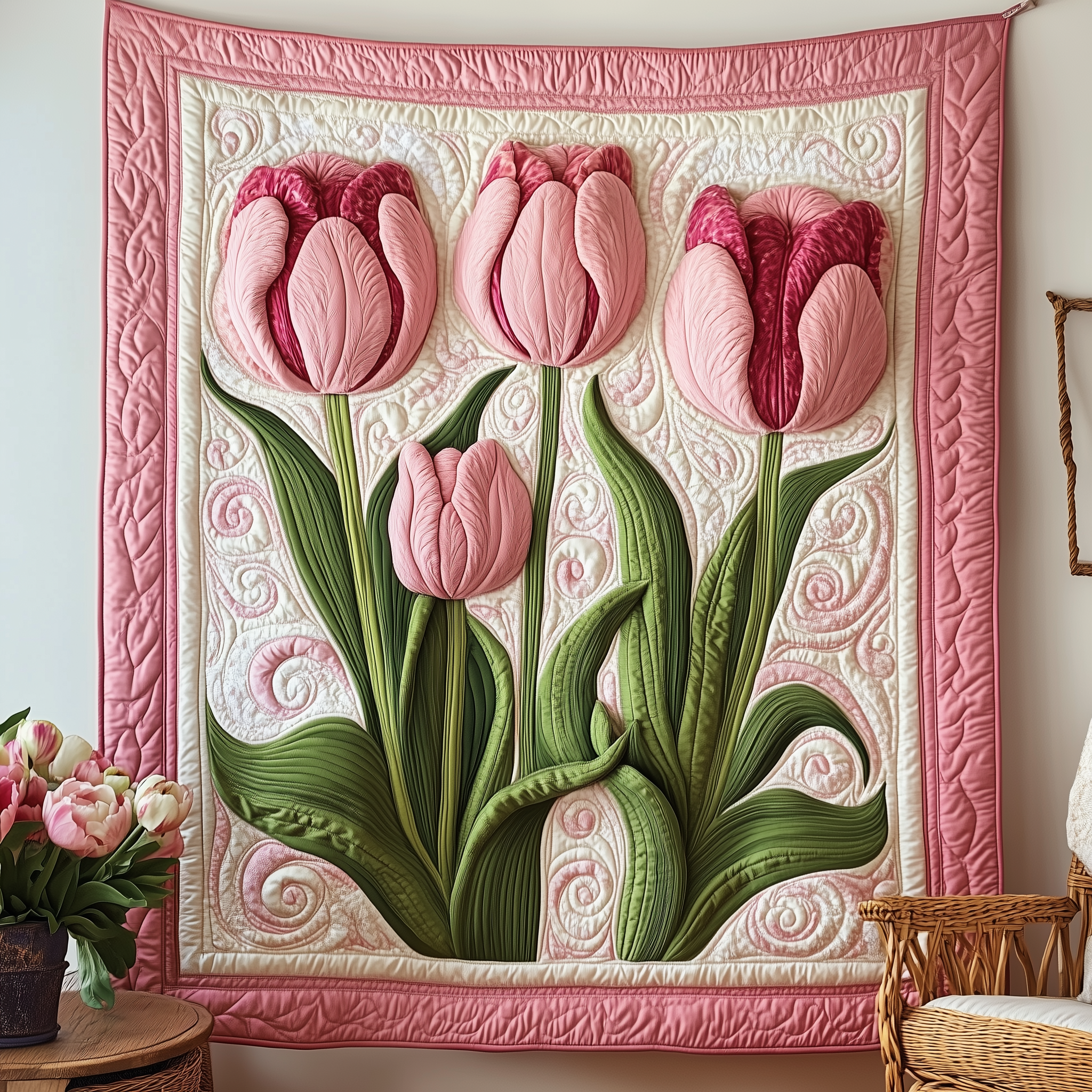 Tulip Serenity Quilted Blanket Unique Throw Blanket Item Merch Mother Daughter Gifts Tulip Serenity Quilted Blanket Unique Throw Blanket Item Merch Mother Daughter Gifts