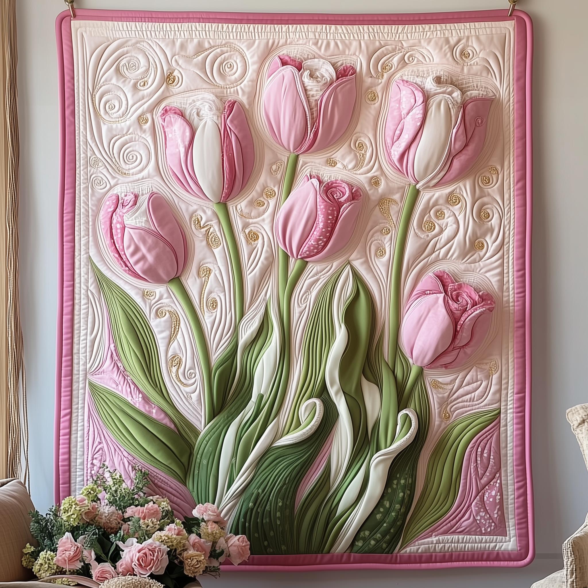 Tulip Serenity Quilted Blanket Unique Throw Blanket Item Merch Mothers Day Present Ideas Tulip Serenity Quilted Blanket Unique Throw Blanket Item Merch Mothers Day Present Ideas