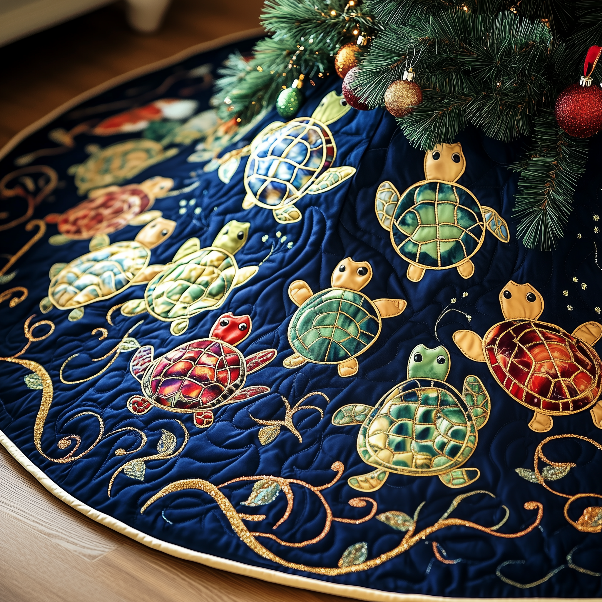 Turtle Quilted Tree Skirt A Tree Skirt That Embodies the Joy of Christmas Turtle Quilted Tree Skirt A Tree Skirt That Embodies the Joy of Christmas