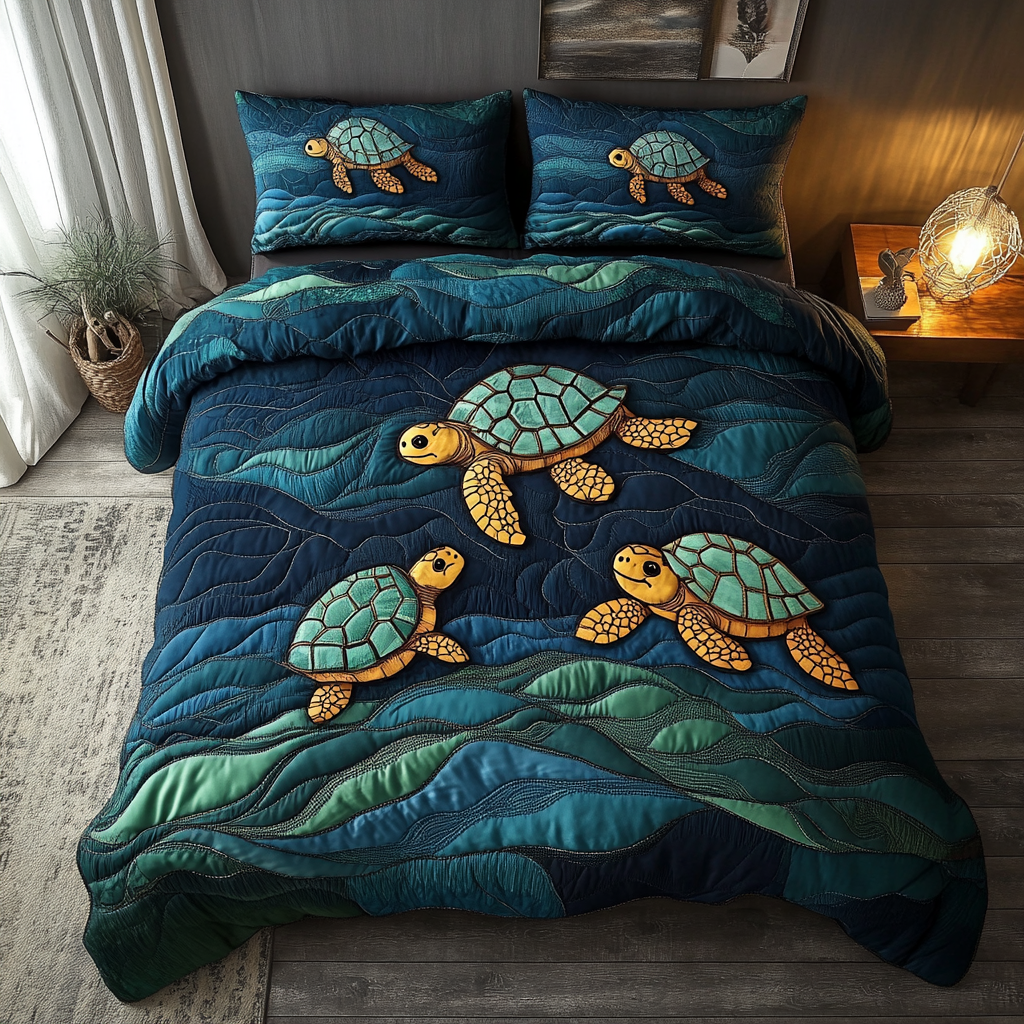 Turtle Tide Quilted Bedding Set Sea Turtle Gift Ideas Turtle Tide Quilted Bedding Set Sea Turtle Gift Ideas