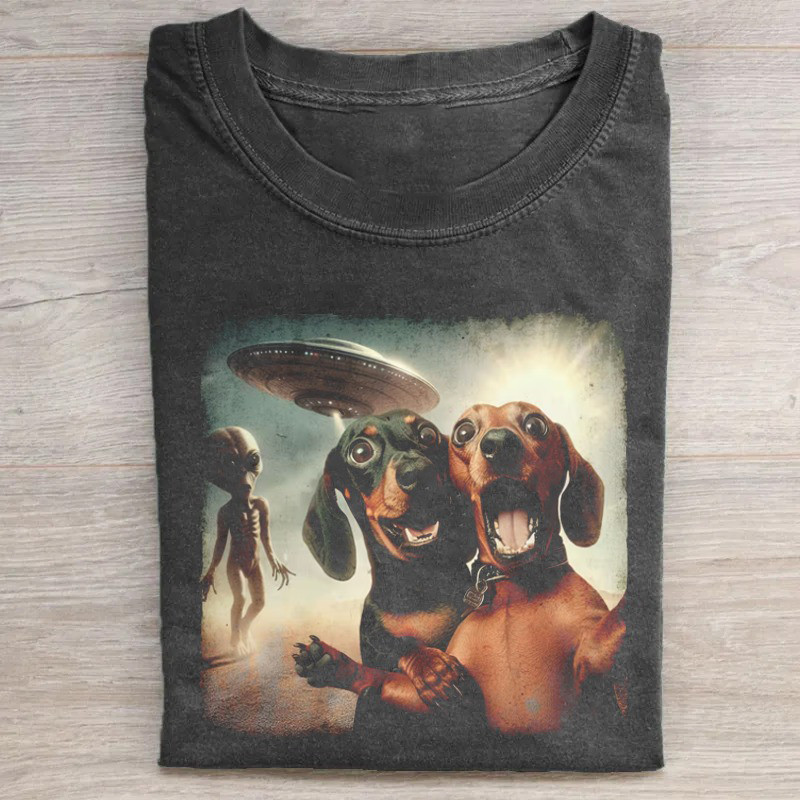 UFO Alien Selfie Dachshund Lovers T-Shirt Funny Father'S Day Gifts UFO Alien Selfie Dachshund Lovers T-Shirt Funny Father'S Day Gifts