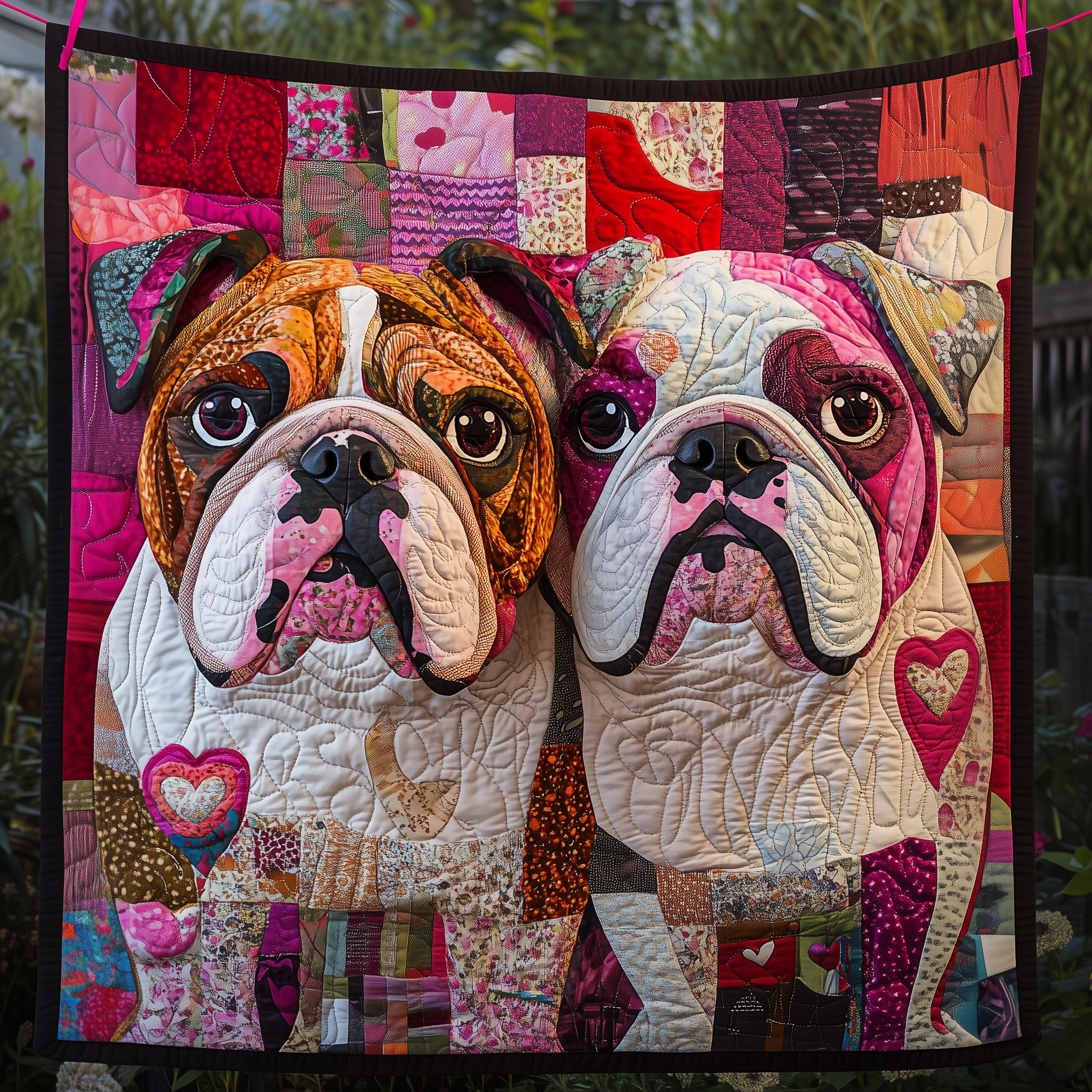 Valentine Bulldog Couple Quilted Blanket Best Throw Blanket Valentines Gifts For Her Valentine Bulldog Couple Quilted Blanket Best Throw Blanket Valentines Gifts For Her