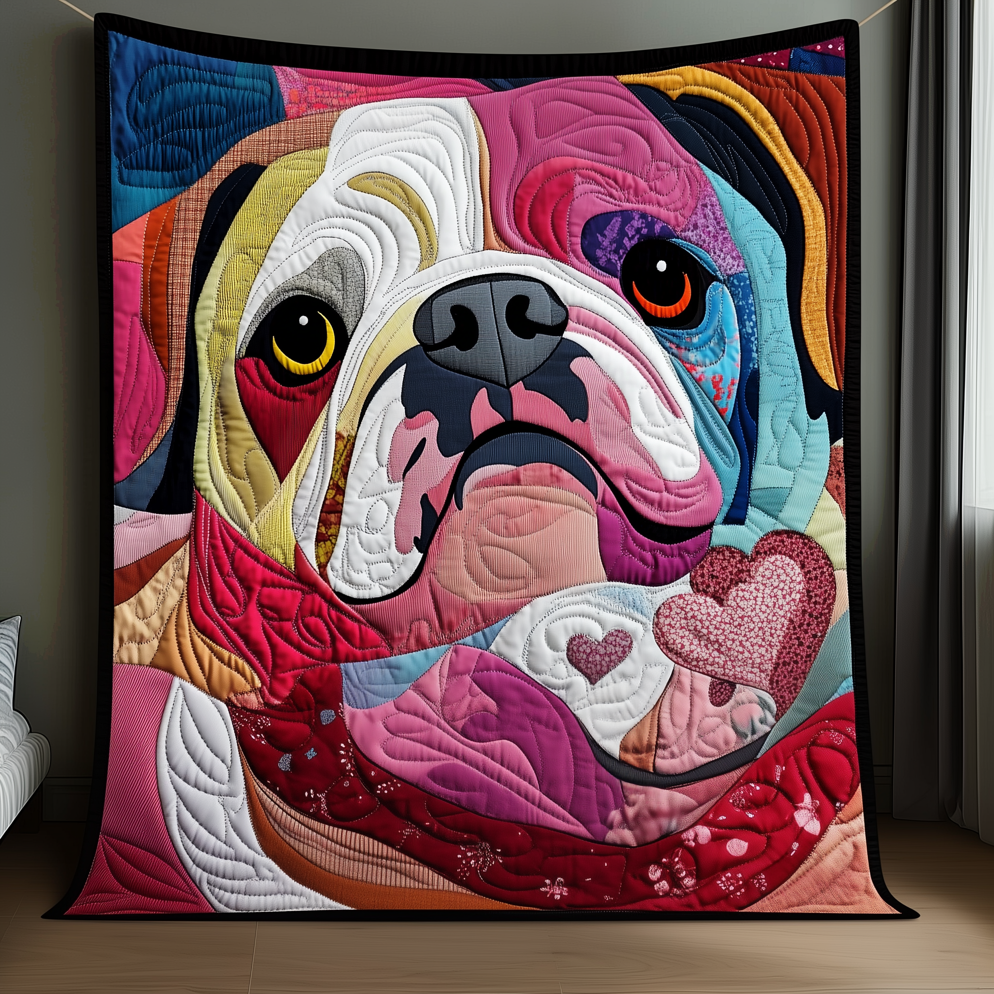 Valentine Bulldog Quilted Blanket Best Throw Blanket Gifts For Valentine Valentine Bulldog Quilted Blanket Best Throw Blanket Gifts For Valentine