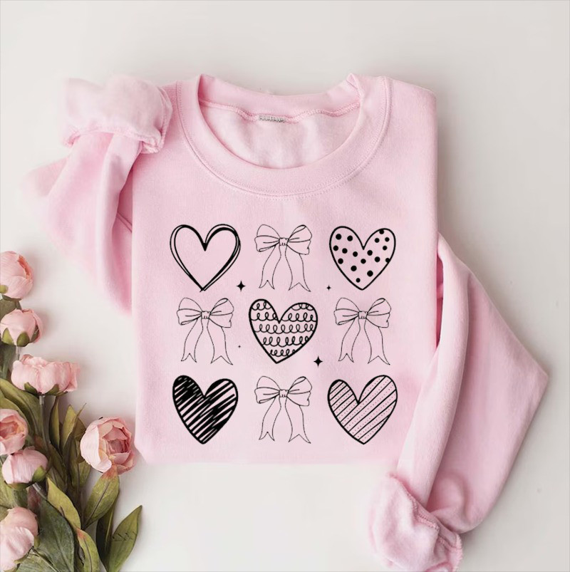 Valentine Coquette Heart Sweatshirt Cute Bow Heart Clothing Mother'S Day Gift Ideas For Wife Valentine Coquette Heart Sweatshirt Cute Bow Heart Clothing Mother'S Day Gift Ideas For Wife