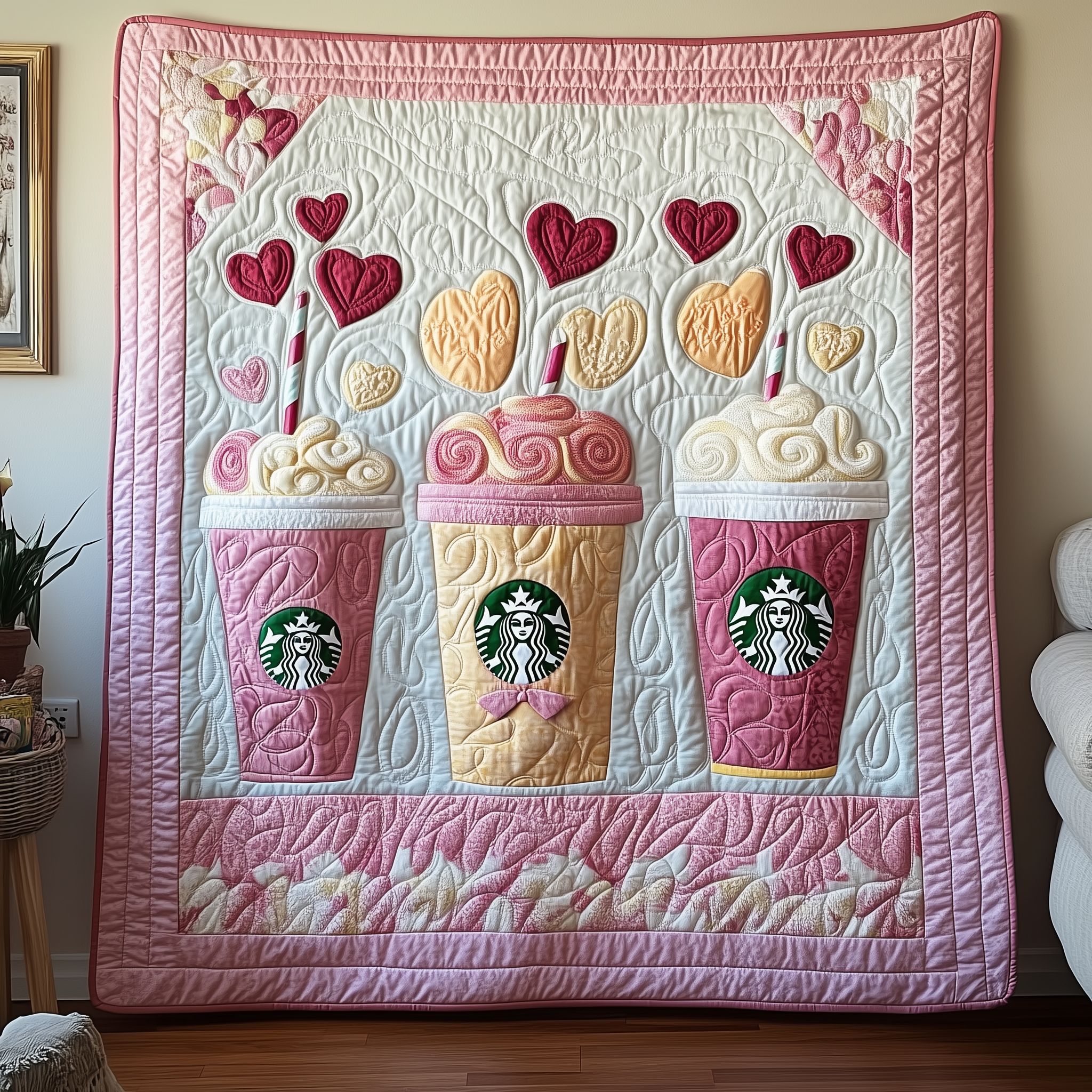 Valentine Day Drink Quilted Blanket Unique Throw Blanket Item Merch Valentine'S Day Ideas Valentine Day Drink Quilted Blanket Unique Throw Blanket Item Merch Valentine'S Day Ideas