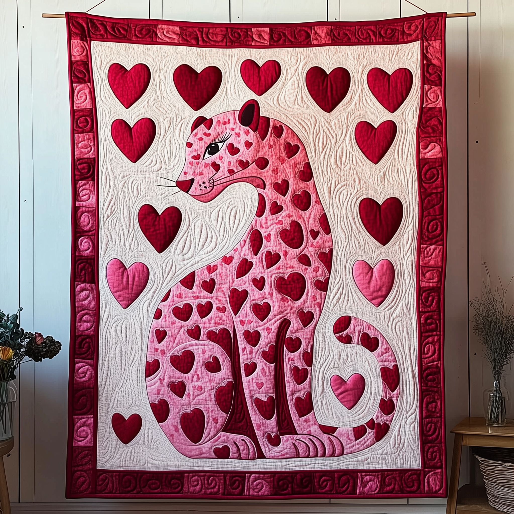 Valentine Leopard Quilted Blanket Unique Throw Blanket Item Merch Valentine's Day Gifts For Her Valentine Leopard Quilted Blanket Unique Throw Blanket Item Merch Valentine's Day Gifts For Her