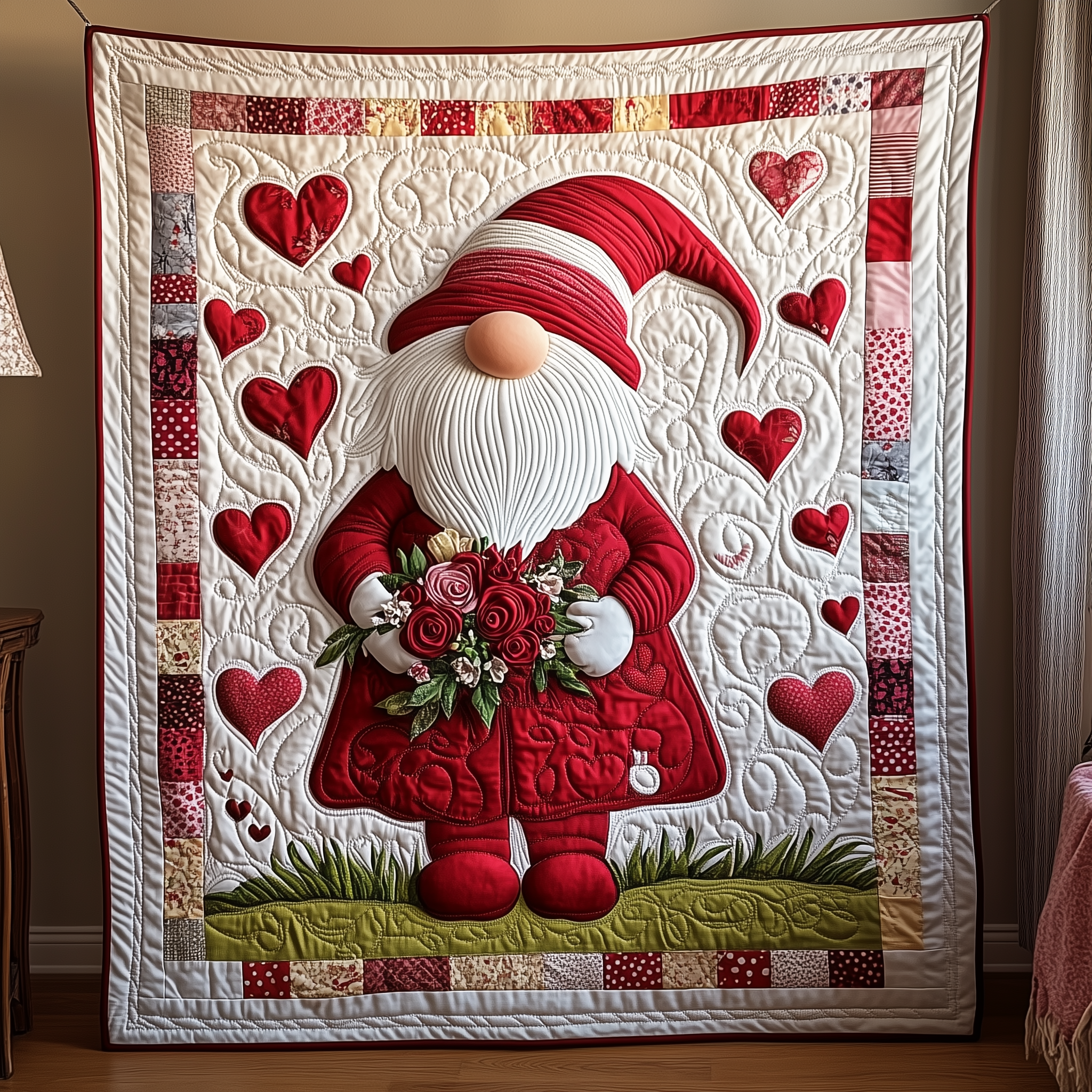 Valentine Love Gnomes Quilted Blanket Best Throw Blanket Valentine Gift Ideas For Her Valentine Love Gnomes Quilted Blanket Best Throw Blanket Valentine Gift Ideas For Her