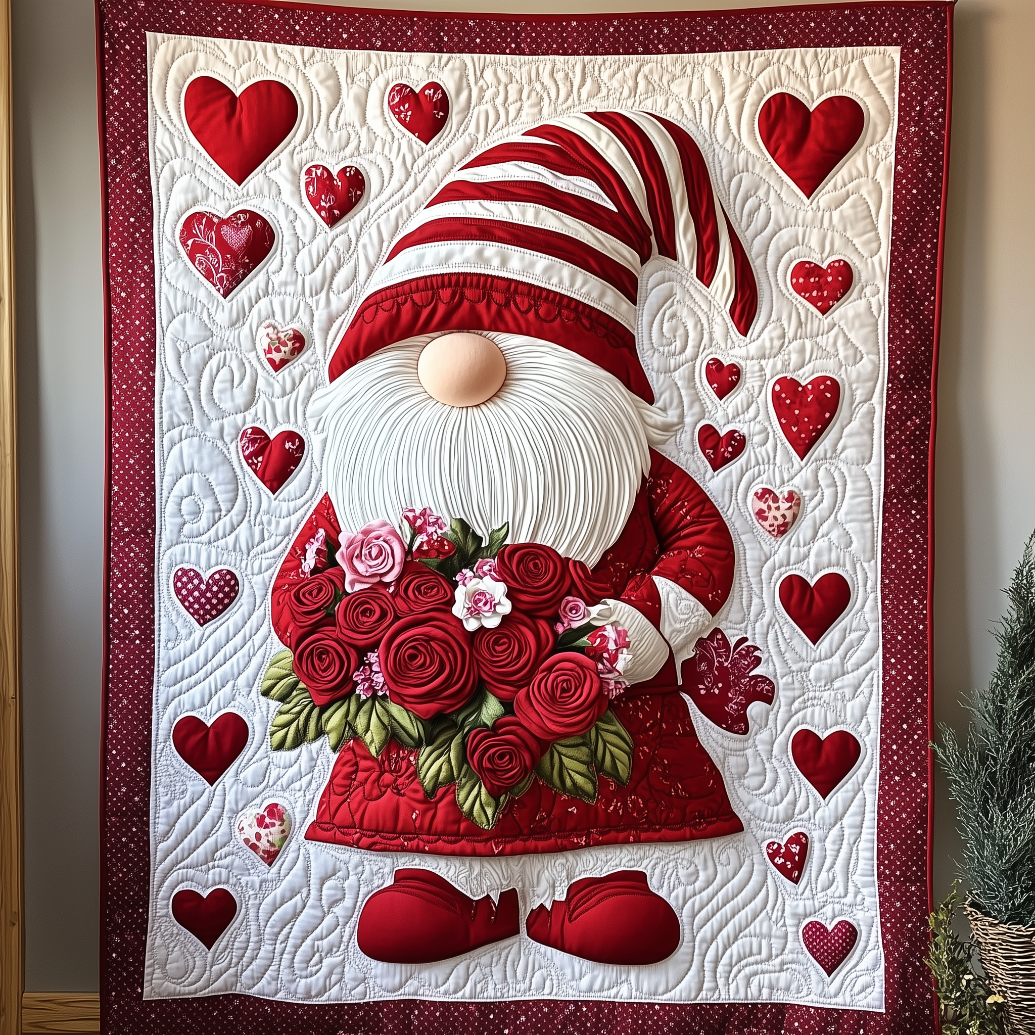 Valentine Love Gnomes Quilted Blanket Best Throw Blanket Valentines Gift For Husband Valentine Love Gnomes Quilted Blanket Best Throw Blanket Valentines Gift For Husband