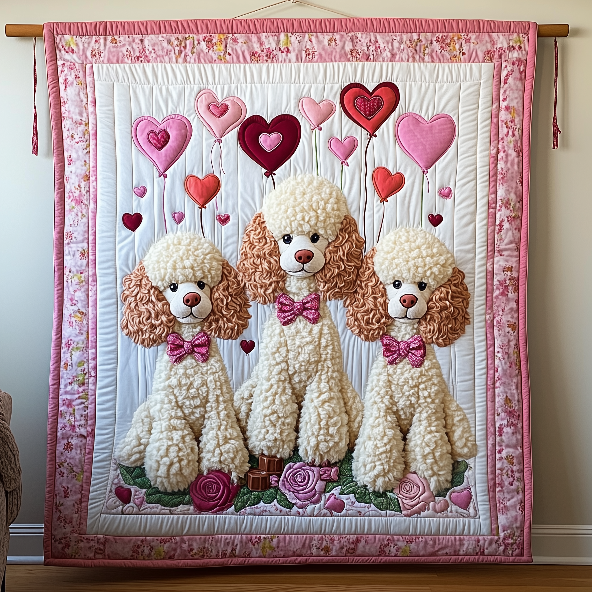 Valentine Poodle Date Quilted Blanket Unique Throw Blanket Item Merch Best Valentine'S Day Gifts For Him Valentine Poodle Date Quilted Blanket Unique Throw Blanket Item Merch Best Valentine'S Day Gifts For Him