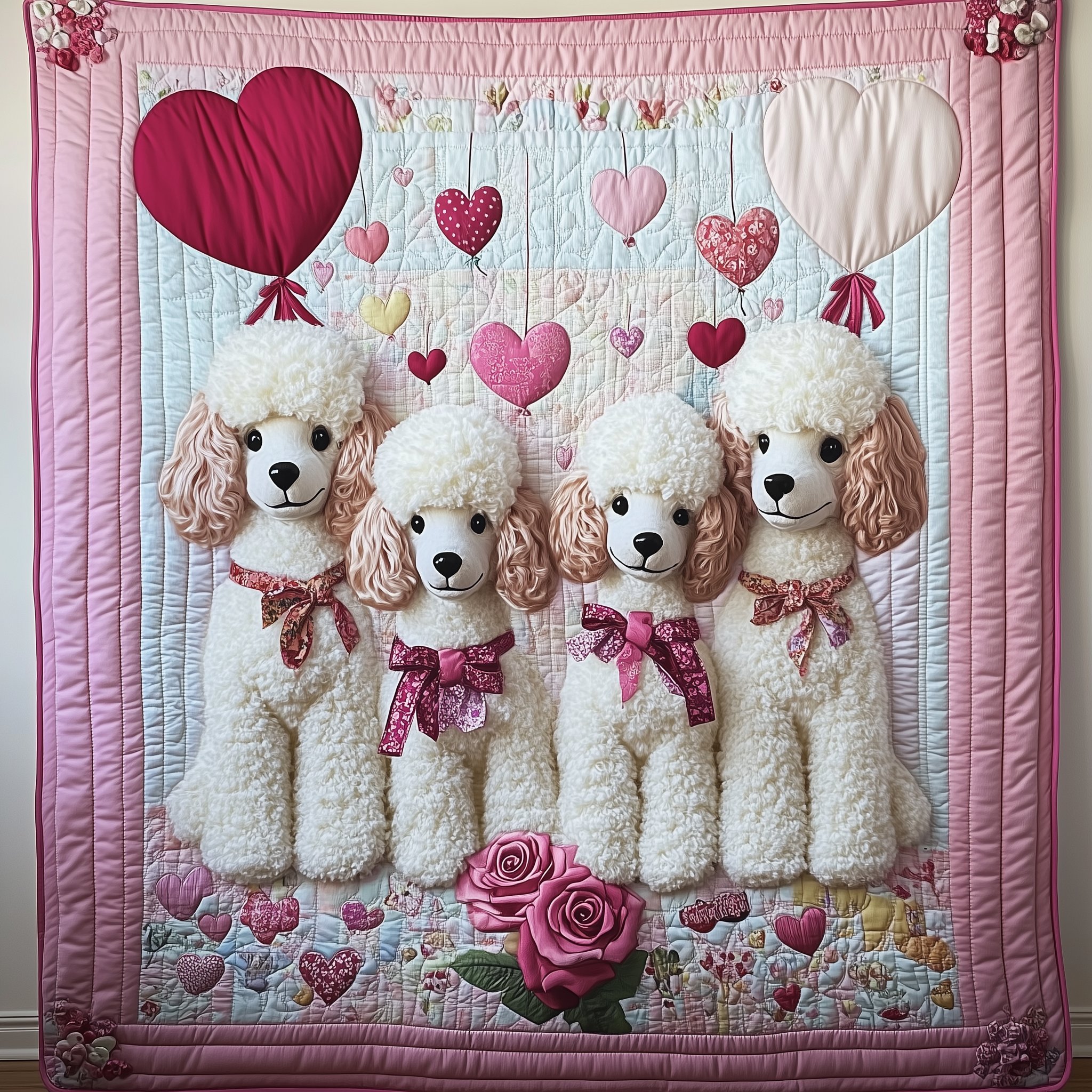 Valentine Poodle Date Quilted Blanket Unique Throw Blanket Item Merch Valentine Gift For Wife Valentine Poodle Date Quilted Blanket Unique Throw Blanket Item Merch Valentine Gift For Wife