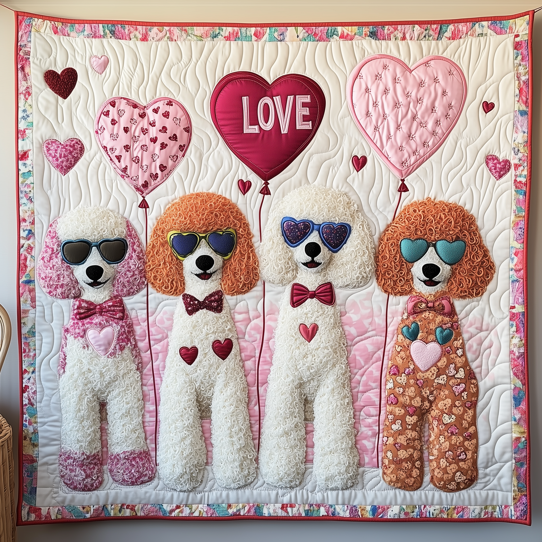 Valentine Poodle Date Quilted Blanket Unique Throw Blanket Item Merch Valentines For Him Valentine Poodle Date Quilted Blanket Unique Throw Blanket Item Merch Valentines For Him