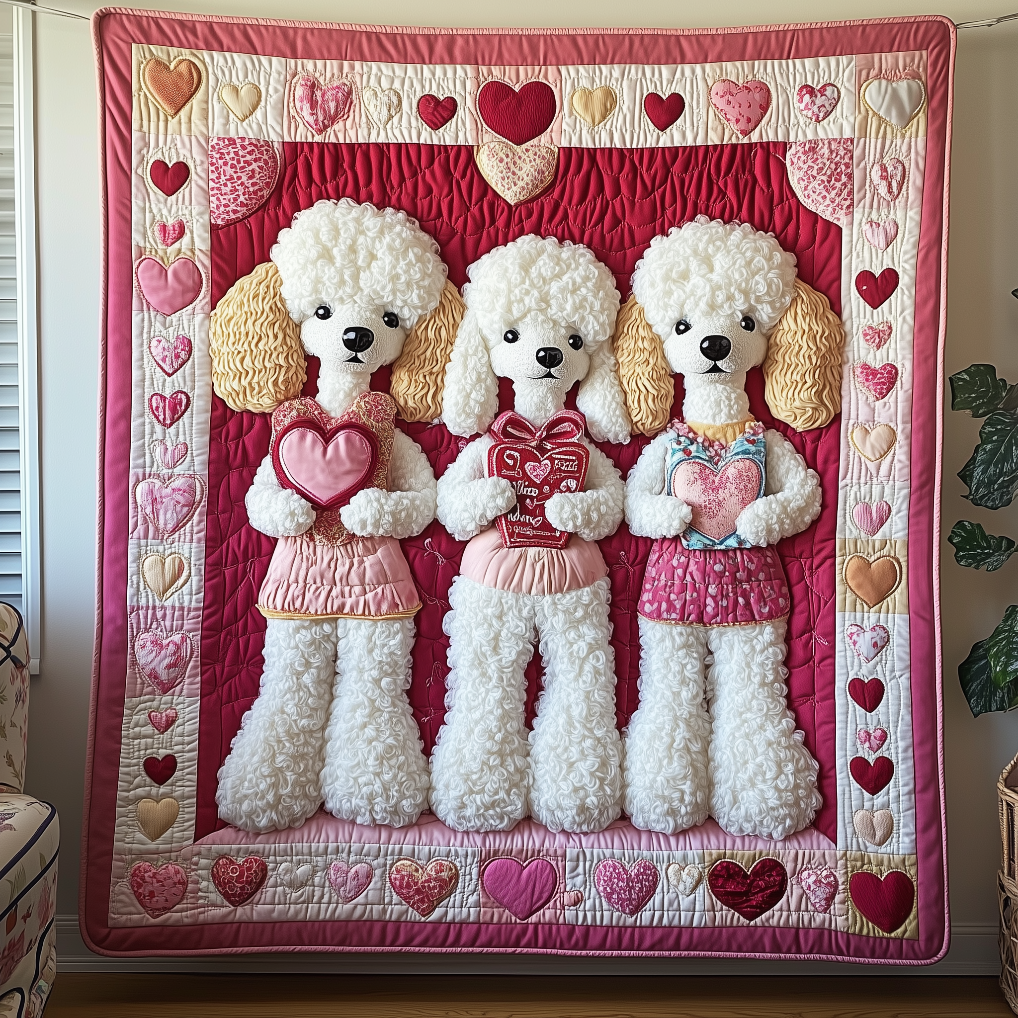 Valentine Poodle Date Quilted Blanket Unique Throw Blanket Item Merch Valentines Gift For Husband Valentine Poodle Date Quilted Blanket Unique Throw Blanket Item Merch Valentines Gift For Husband