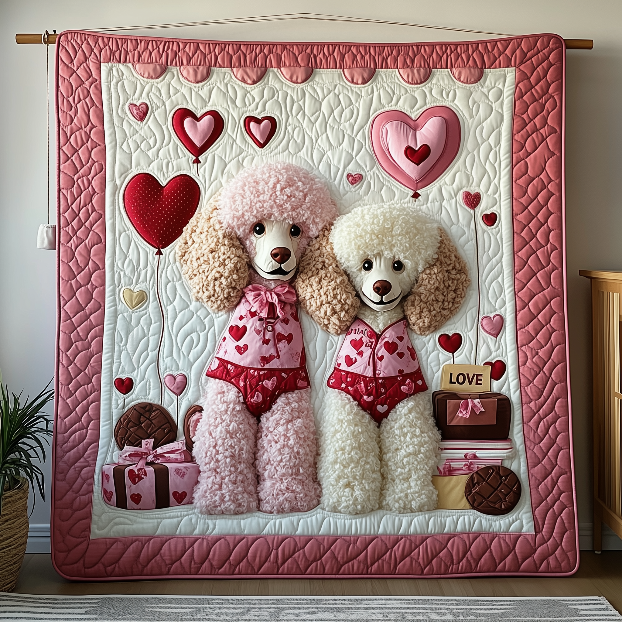 Valentine Poodle Date Quilted Blanket Unique Throw Blanket Item Merch Valentines Ideas Valentine Poodle Date Quilted Blanket Unique Throw Blanket Item Merch Valentines Ideas