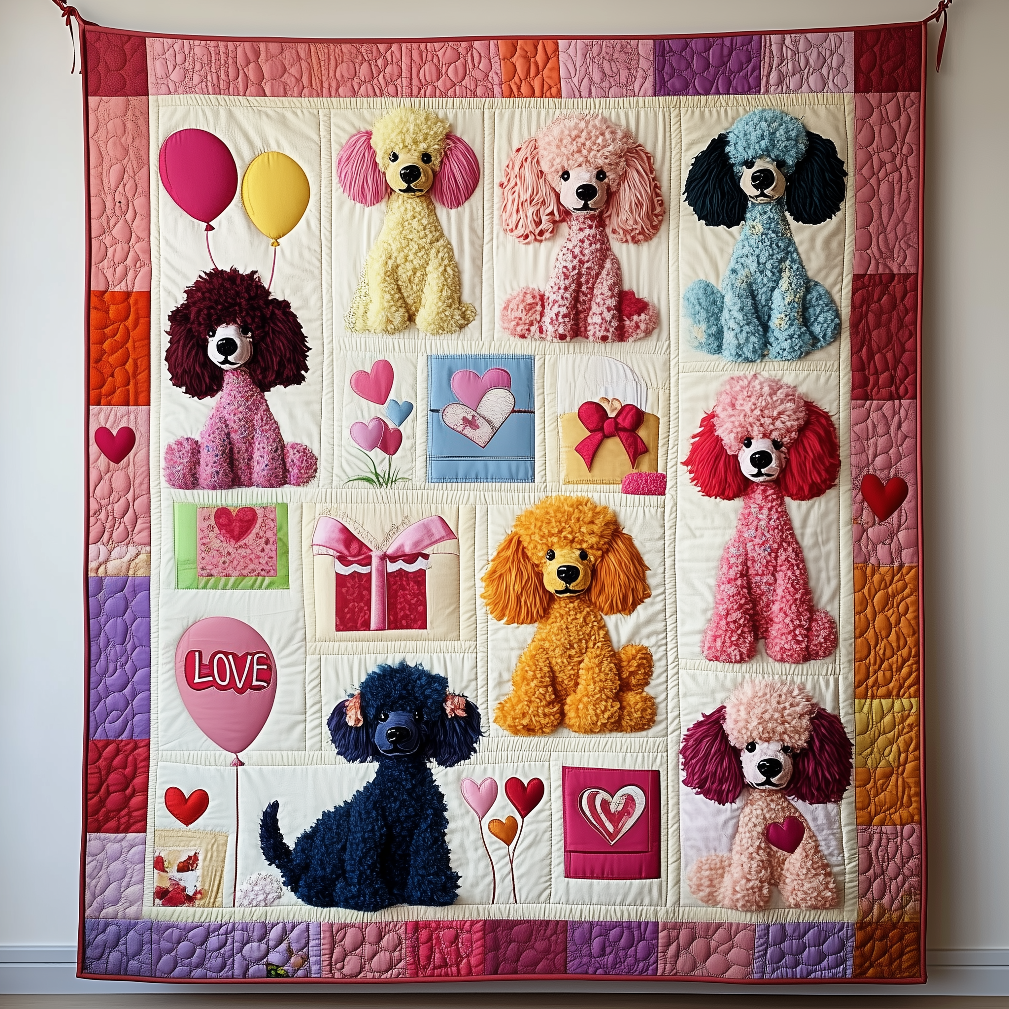 Valentine Poodle Gift For Her Quilted Blanket Unique Throw Blanket Item Merch Best Valentines Gifts For Him Valentine Poodle Gift For Her Quilted Blanket Unique Throw Blanket Item Merch Best Valentines Gifts For Him