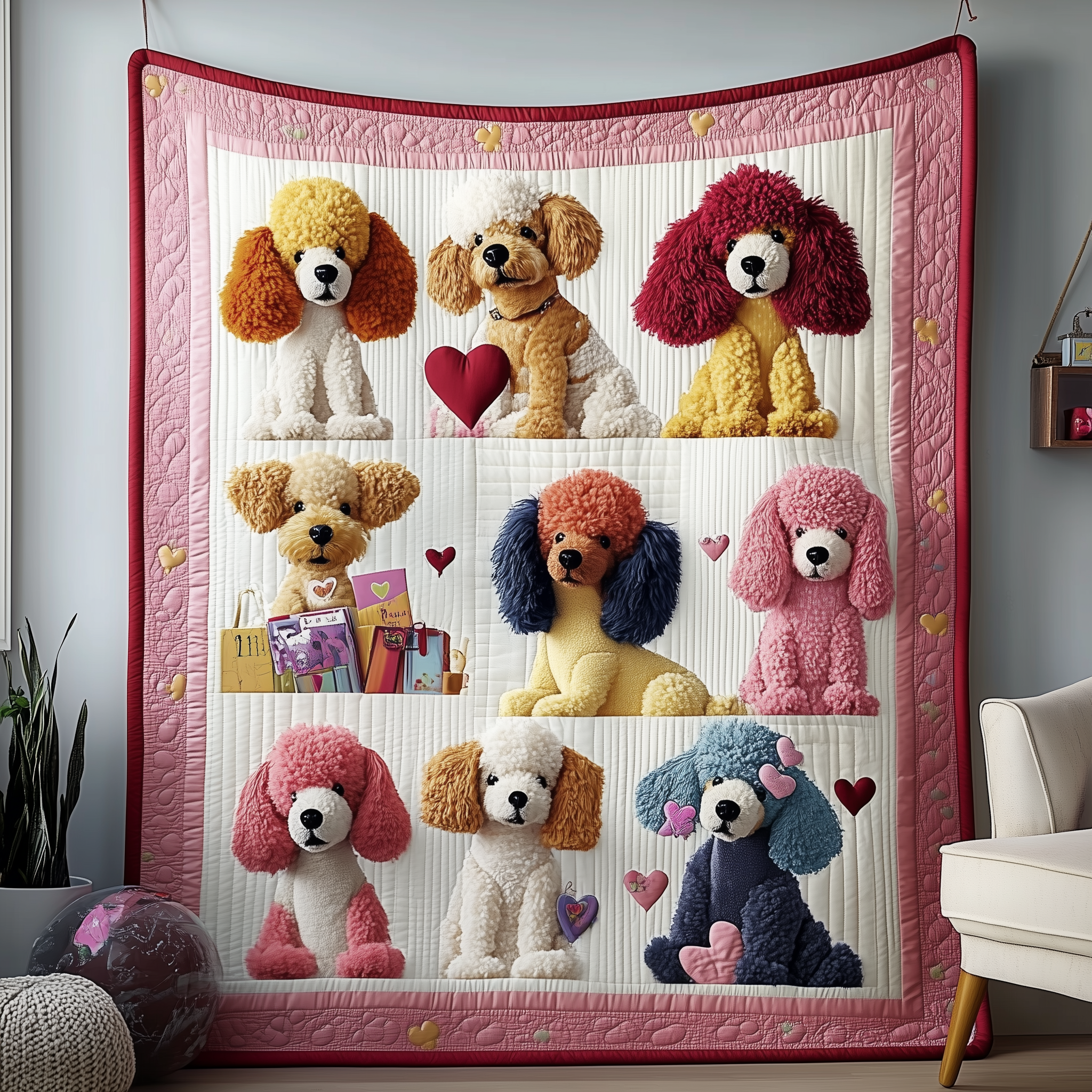 Valentine Poodle Gift For Her Quilted Blanket Unique Throw Blanket Item Merch Good Valentine'S Gifts For Her Valentine Poodle Gift For Her Quilted Blanket Unique Throw Blanket Item Merch Good Valentine'S Gifts For Her