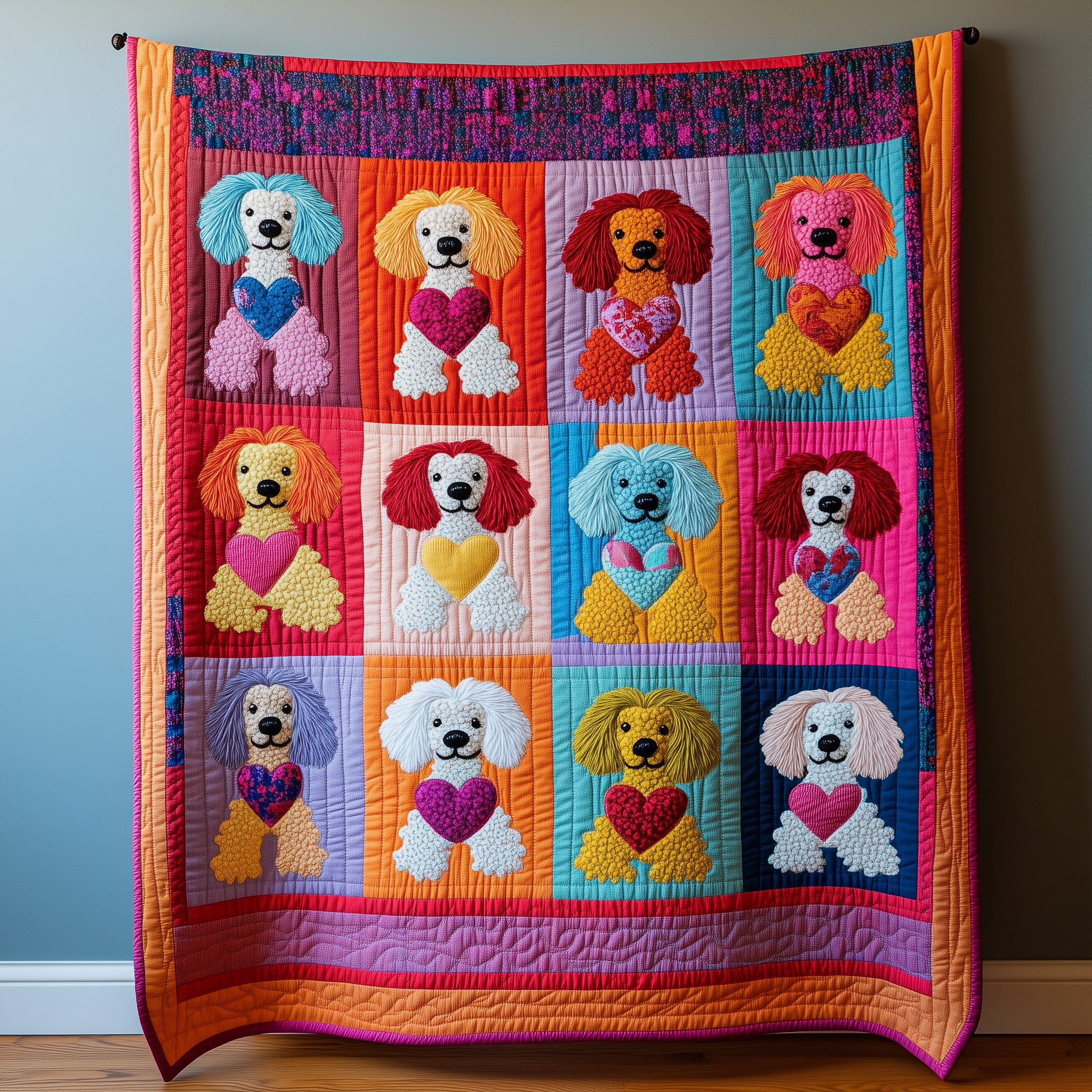 Valentine Poodle Gift For Her Quilted Blanket Unique Throw Blanket Item Merch Hot Valentine'S Day Gifts For Her Valentine Poodle Gift For Her Quilted Blanket Unique Throw Blanket Item Merch Hot Valentine'S Day Gifts For Her