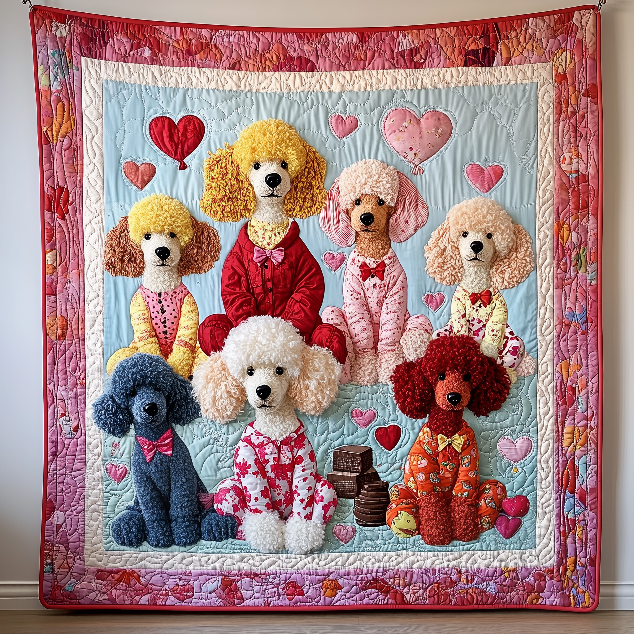 Valentine Poodle Gift For Her Quilted Blanket Unique Throw Blanket Item Merch Last Minute Valentine'S Day Gifts Valentine Poodle Gift For Her Quilted Blanket Unique Throw Blanket Item Merch Last Minute Valentine'S Day Gifts