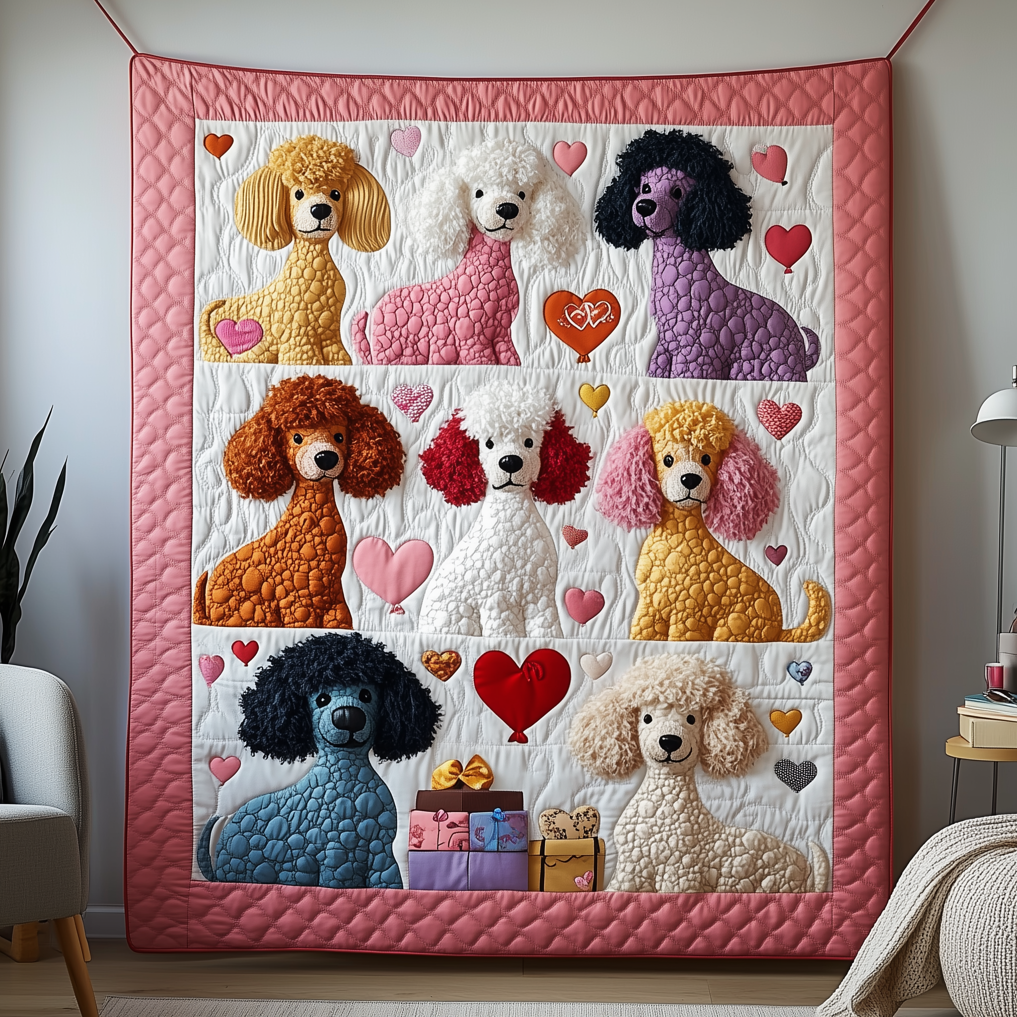 Valentine Poodle Gift For Her Quilted Blanket Unique Throw Blanket Item Merch Unique Valentine'S Day Ideas Valentine Poodle Gift For Her Quilted Blanket Unique Throw Blanket Item Merch Unique Valentine'S Day Ideas
