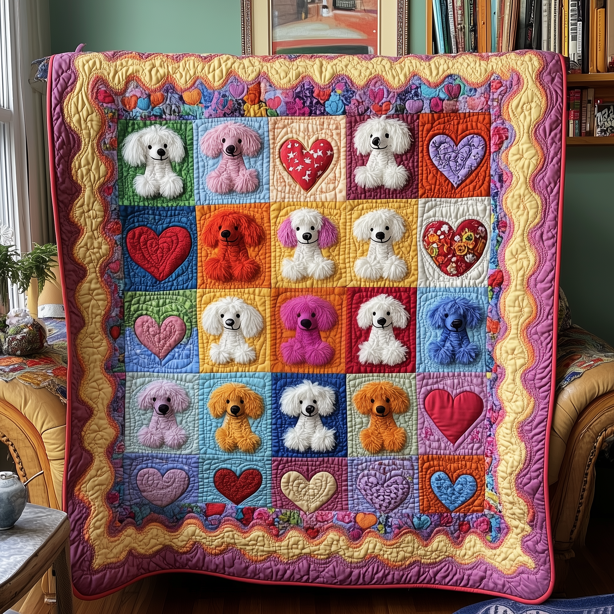 Valentine Poodle Gift For Her Quilted Blanket Unique Throw Blanket Item Merch Valentine'S Day Gifts For Boyfriend Valentine Poodle Gift For Her Quilted Blanket Unique Throw Blanket Item Merch Valentine'S Day Gifts For Boyfriend