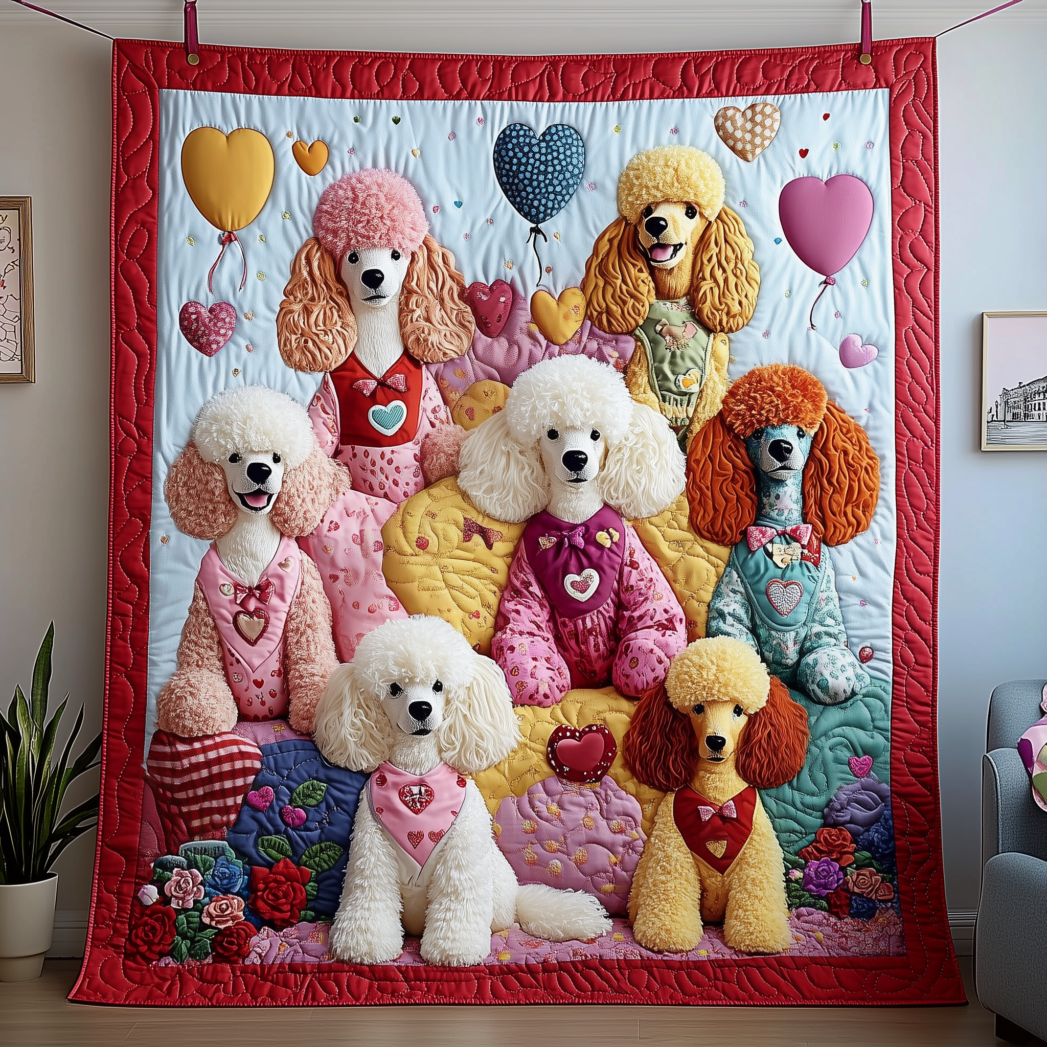 Valentine Poodle Gift For Her Quilted Blanket Unique Throw Blanket Item Merch Valentines Day Gifts For Wife Valentine Poodle Gift For Her Quilted Blanket Unique Throw Blanket Item Merch Valentines Day Gifts For Wife