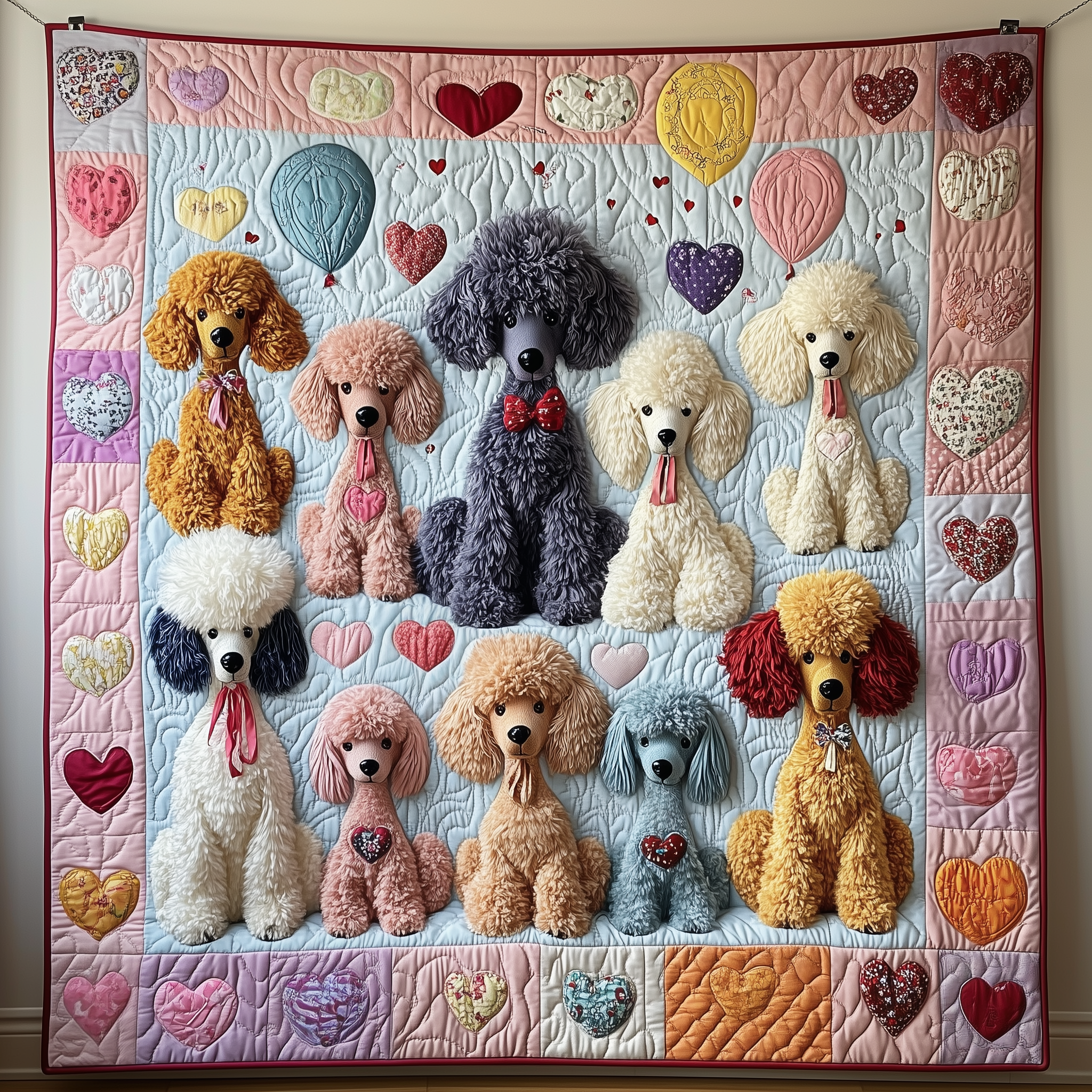 Valentine Poodle Gift For Her Quilted Blanket Unique Throw Blanket Item Merch Valentines Presents Valentine Poodle Gift For Her Quilted Blanket Unique Throw Blanket Item Merch Valentines Presents