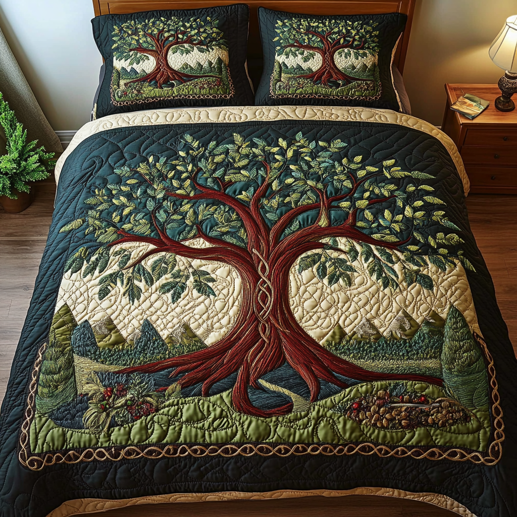 Verdant Dreams Quilted Bedding Set Xmas Gifts For Family Verdant Dreams Quilted Bedding Set Xmas Gifts For Family