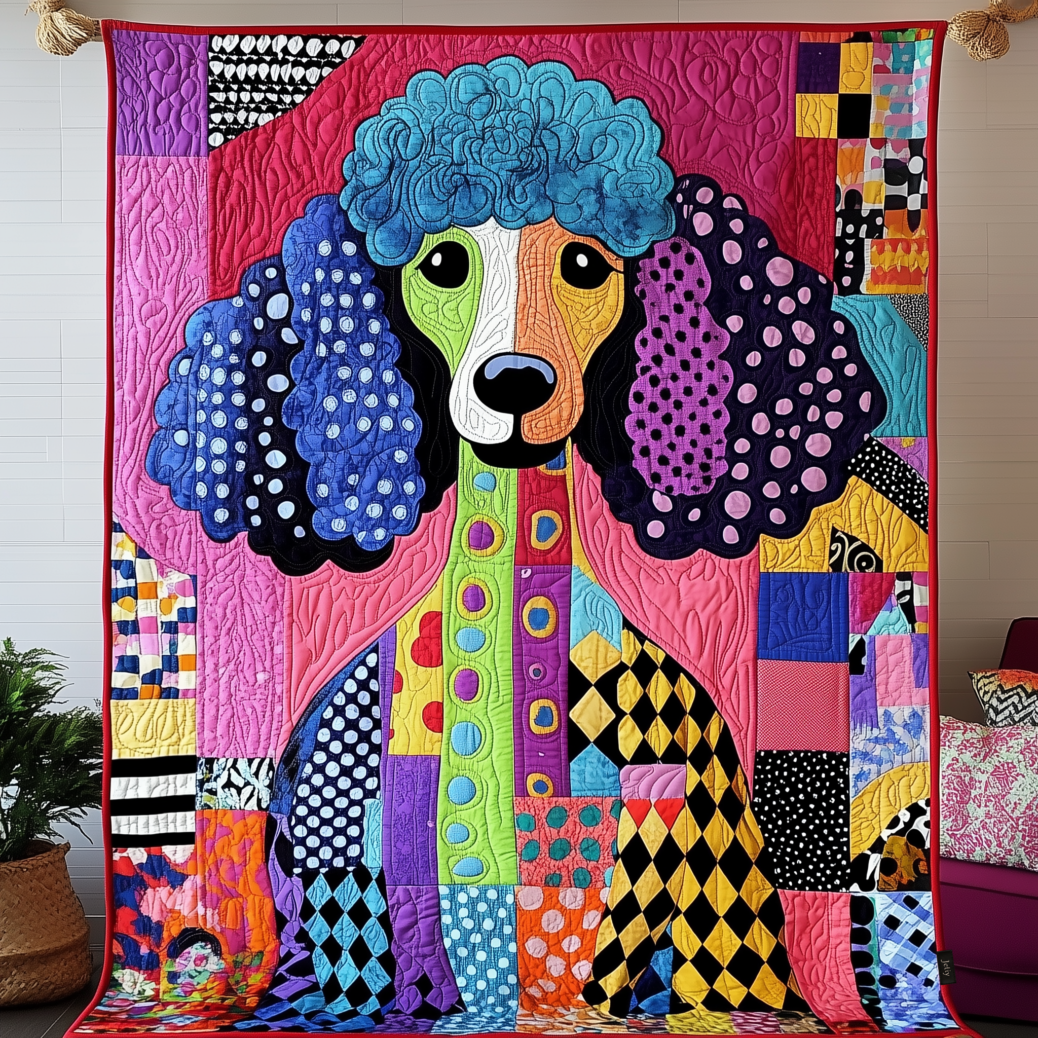 Vibrant Adorable Poodle Quilted Blanket Feel Ready for Adventure with a Blanket That Travels Well Vibrant Adorable Poodle Quilted Blanket Feel Ready for Adventure with a Blanket That Travels Well