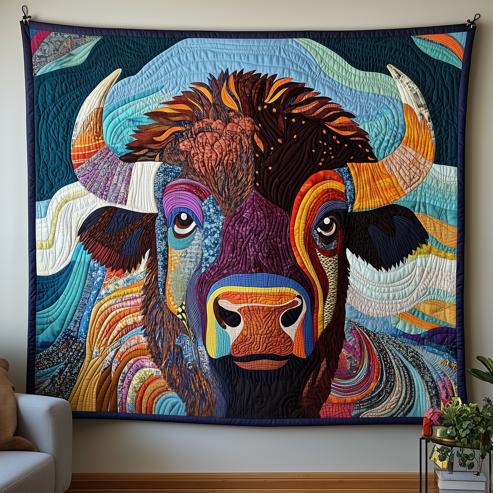 Vibrant Bison Embrace Quilted Blanket Throw Blankets For Couch Buffalo Bison Merchandise Vibrant Bison Embrace Quilted Blanket Throw Blankets For Couch Buffalo Bison Merchandise