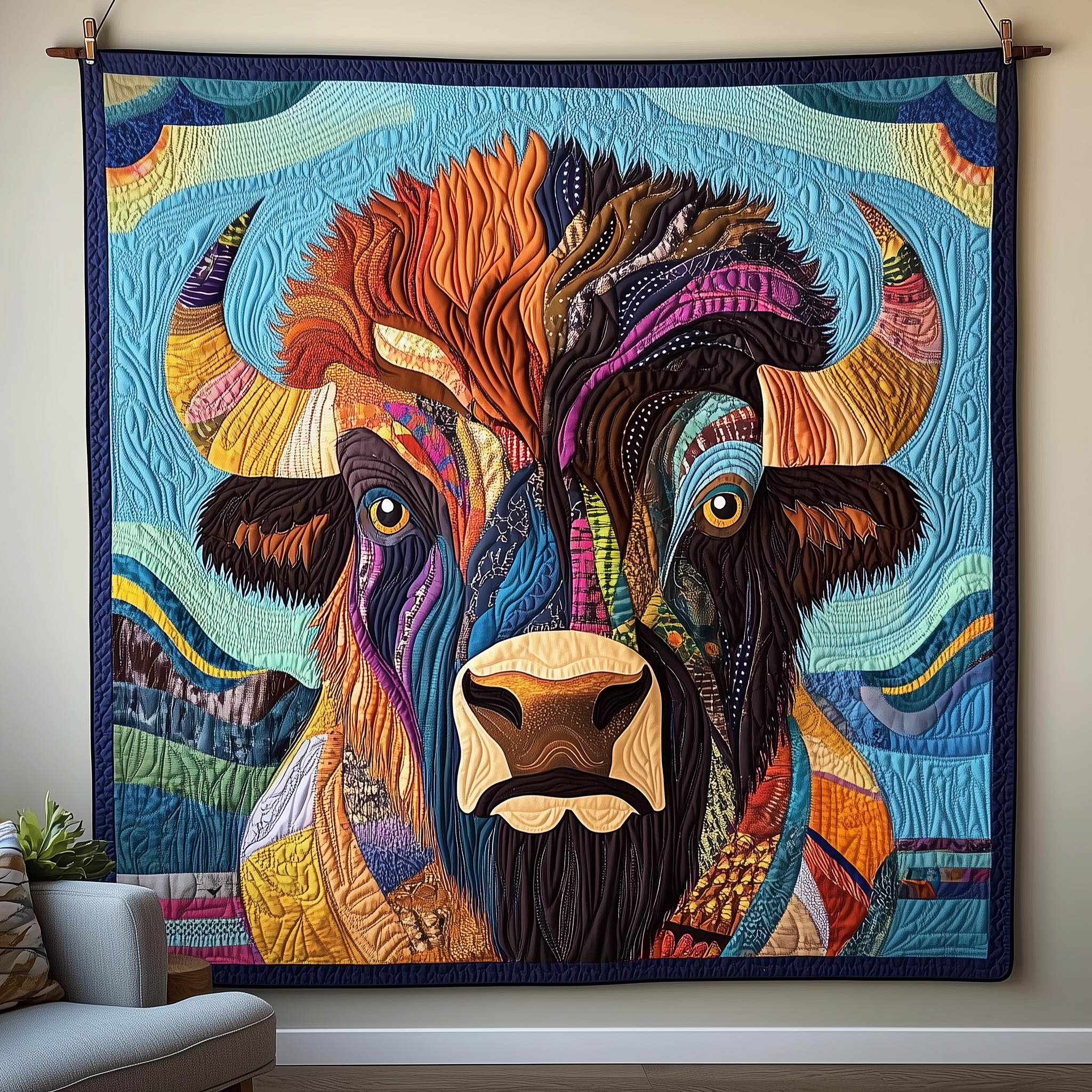 Vibrant Bison Embrace Quilted Blanket Throw Blankets For Couch Gifts For Bison Lovers Vibrant Bison Embrace Quilted Blanket Throw Blankets For Couch Gifts For Bison Lovers