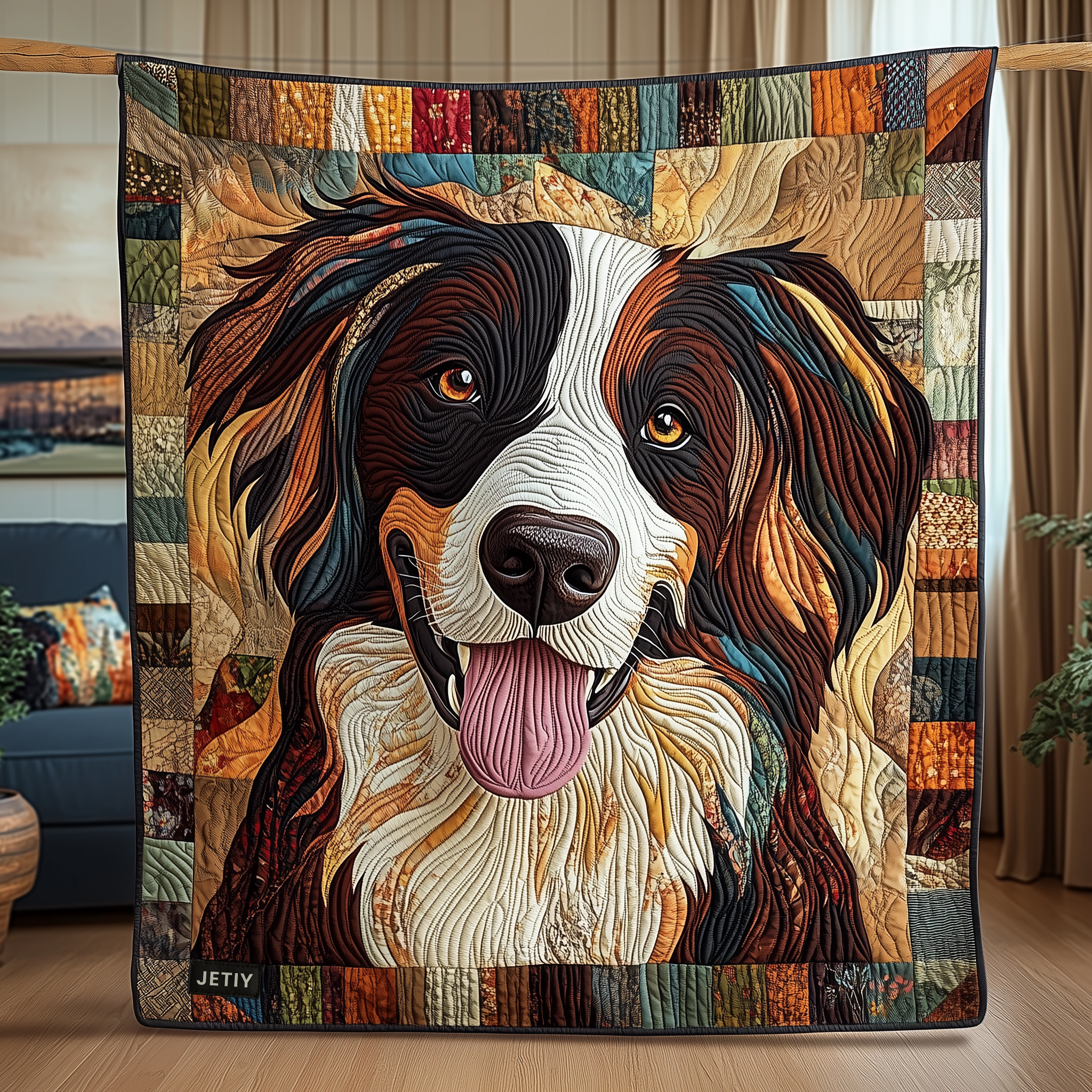 Vibrant Border Collie Quilted Blanket Feel Ready for Adventure with a Blanket That Travels Well Vibrant Border Collie Quilted Blanket Feel Ready for Adventure with a Blanket That Travels Well