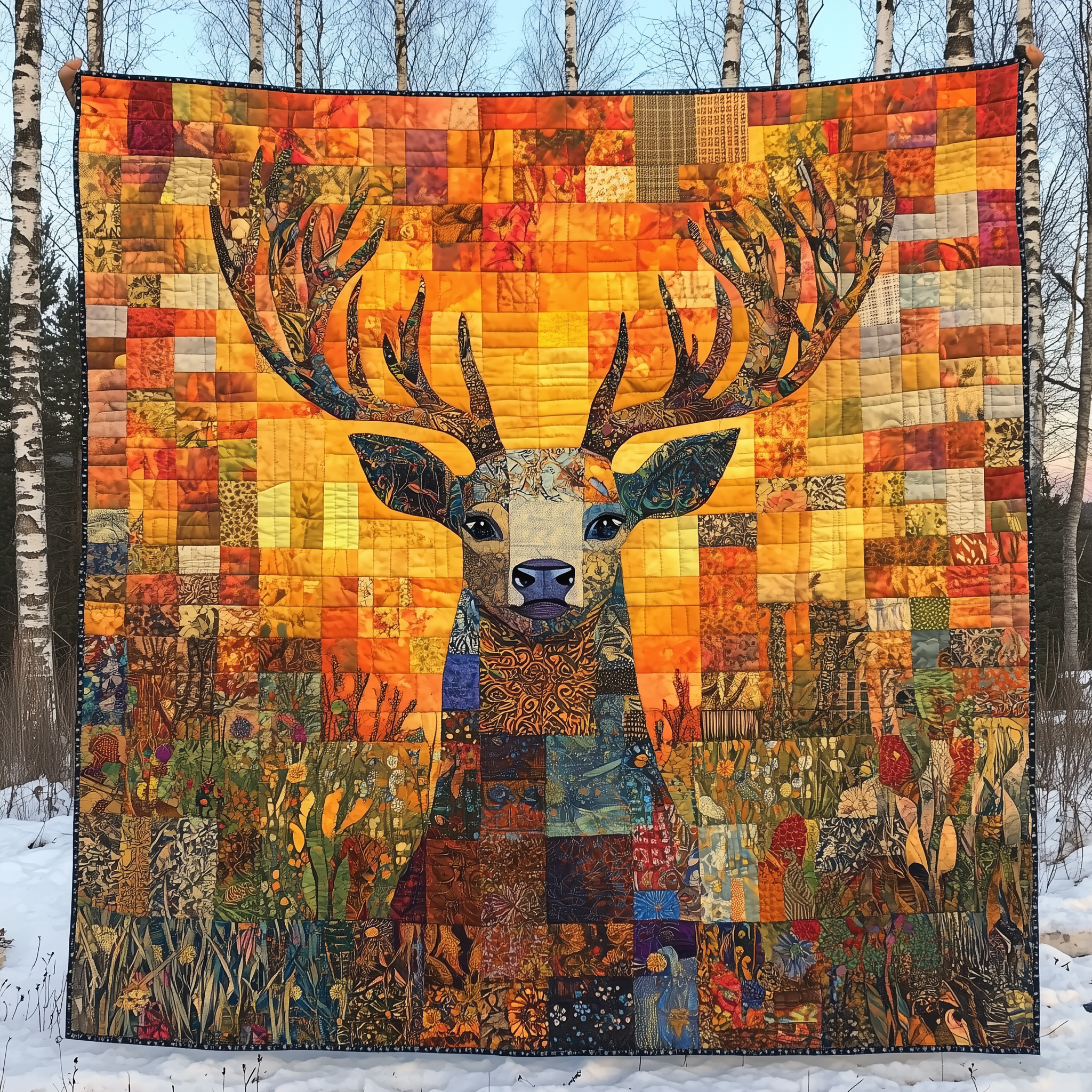 Vibrant Deer Quilted Blanket Nice Throw Blankets Christmas Presents For Deer Hunters Vibrant Deer Quilted Blanket Nice Throw Blankets Christmas Presents For Deer Hunters