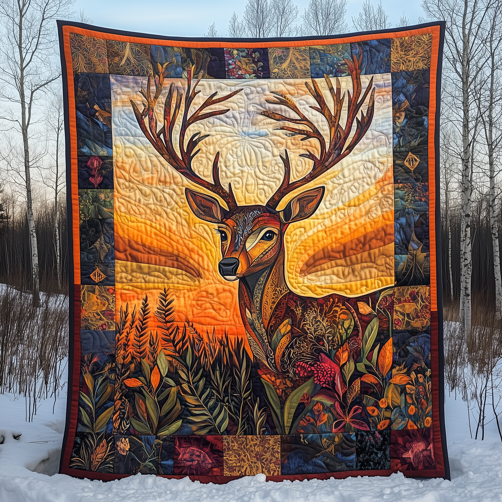 Vibrant Deer Quilted Blanket Nice Throw Blankets Deer Themed Gifts Vibrant Deer Quilted Blanket Nice Throw Blankets Deer Themed Gifts