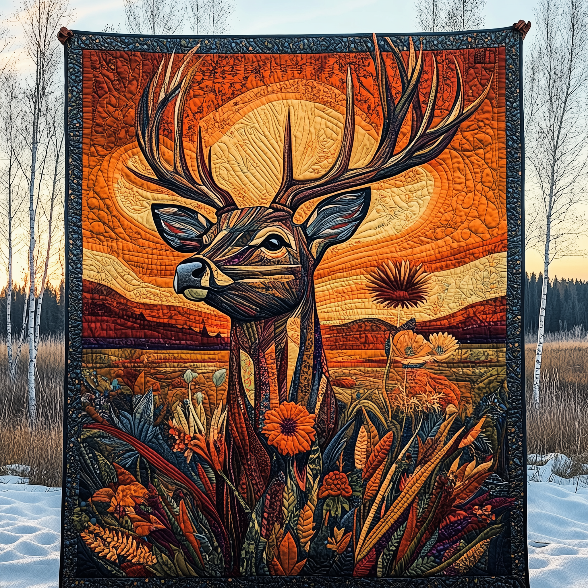 Vibrant Deer Quilted Blanket Nice Throw Blankets Good Gifts For Deer Hunters Vibrant Deer Quilted Blanket Nice Throw Blankets Good Gifts For Deer Hunters
