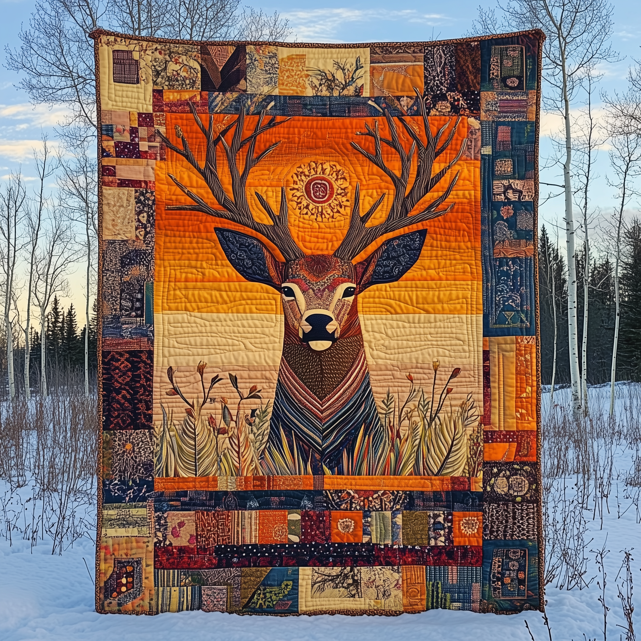 Vibrant Deer Quilted Blanket Nice Throw Blankets Top Gifts For Deer Hunters Vibrant Deer Quilted Blanket Nice Throw Blankets Top Gifts For Deer Hunters