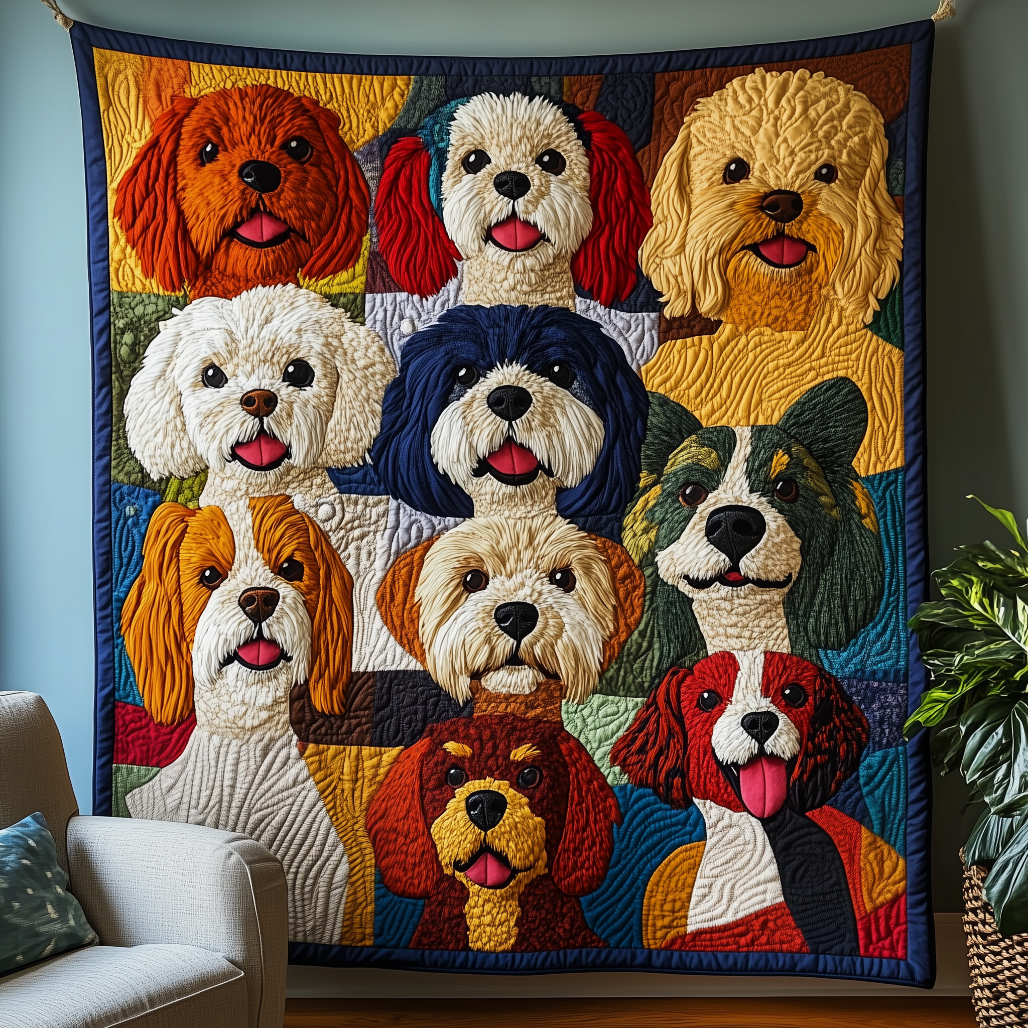 Vibrant Dogs Quilted Blanket Best Throw Blanket Gifts For People With Dogs Vibrant Dogs Quilted Blanket Best Throw Blanket Gifts For People With Dogs